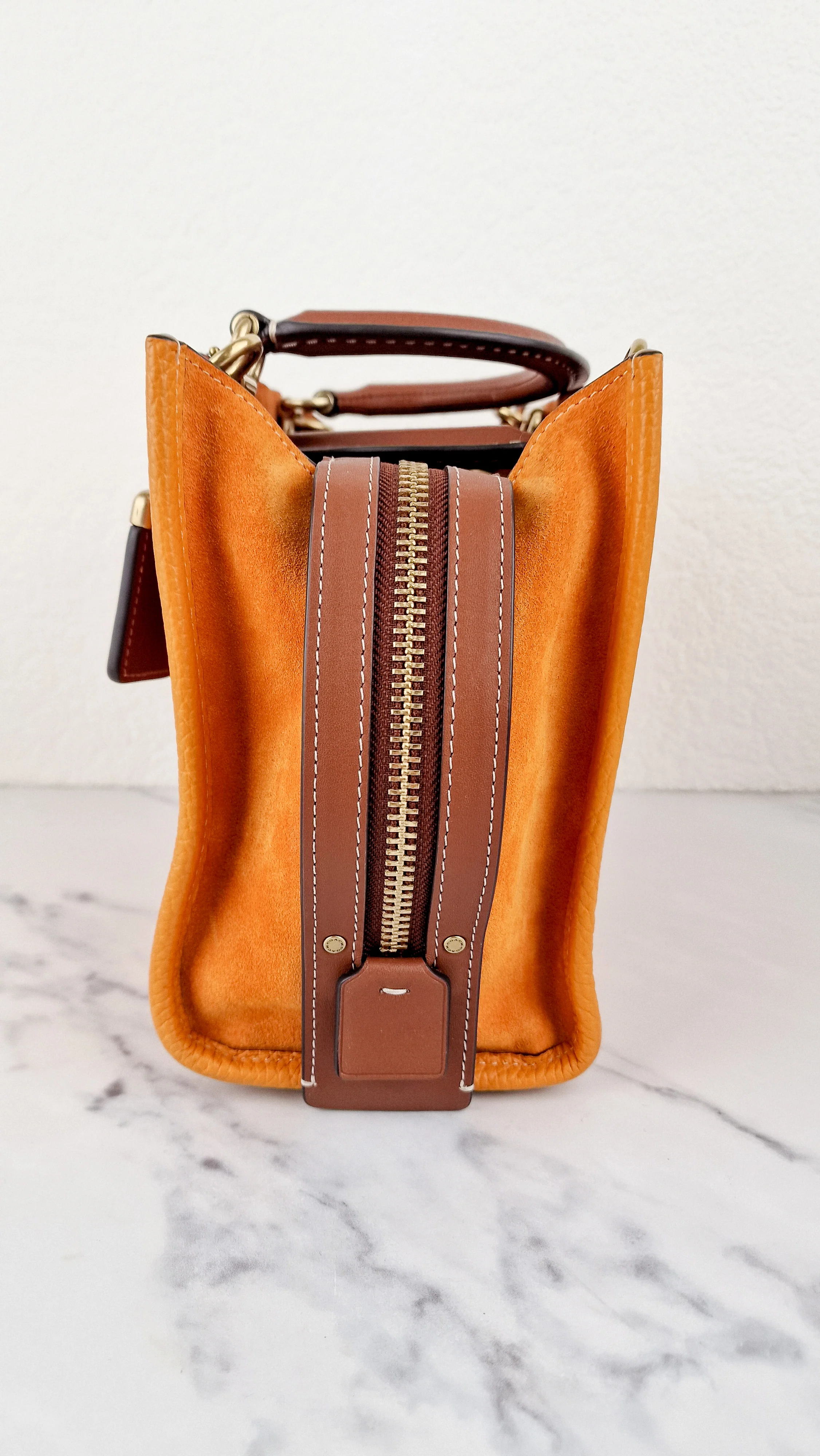 Coach Rogue 25 Colorblock Papaya Orange Leather & Suede - Handbag Crossbody Shoulder Bag - Coach C5575 - Image 5
