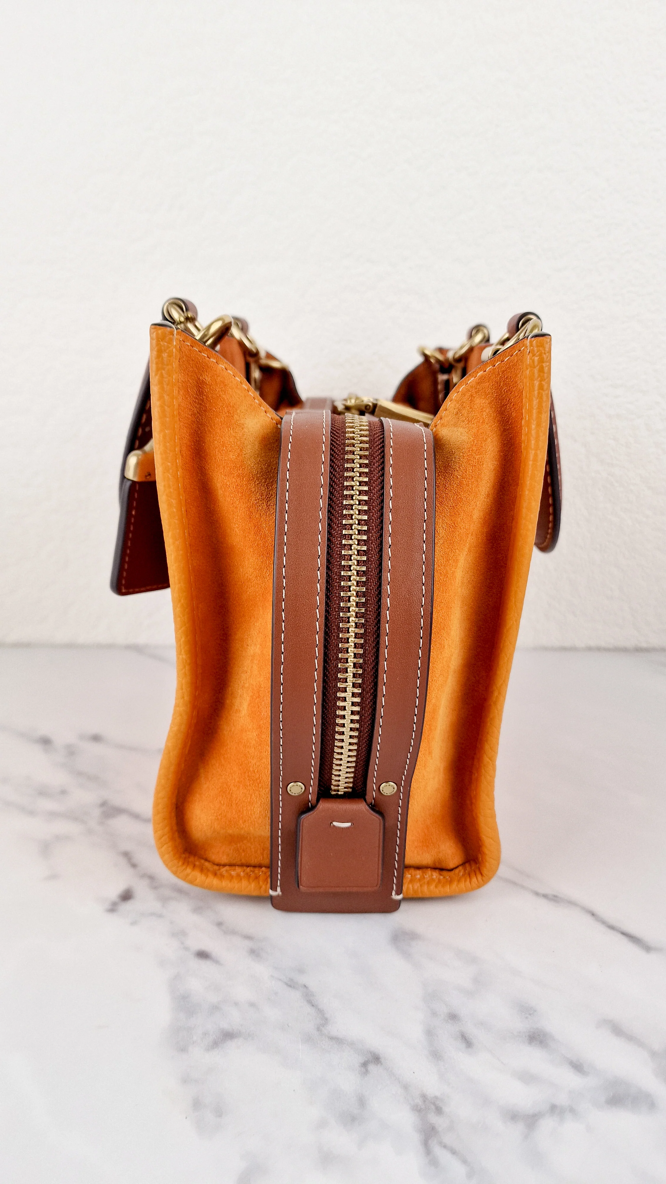 Coach Rogue 25 Colorblock Papaya Orange Leather & Suede - Handbag Crossbody Shoulder Bag - Coach C5575 - Image 6