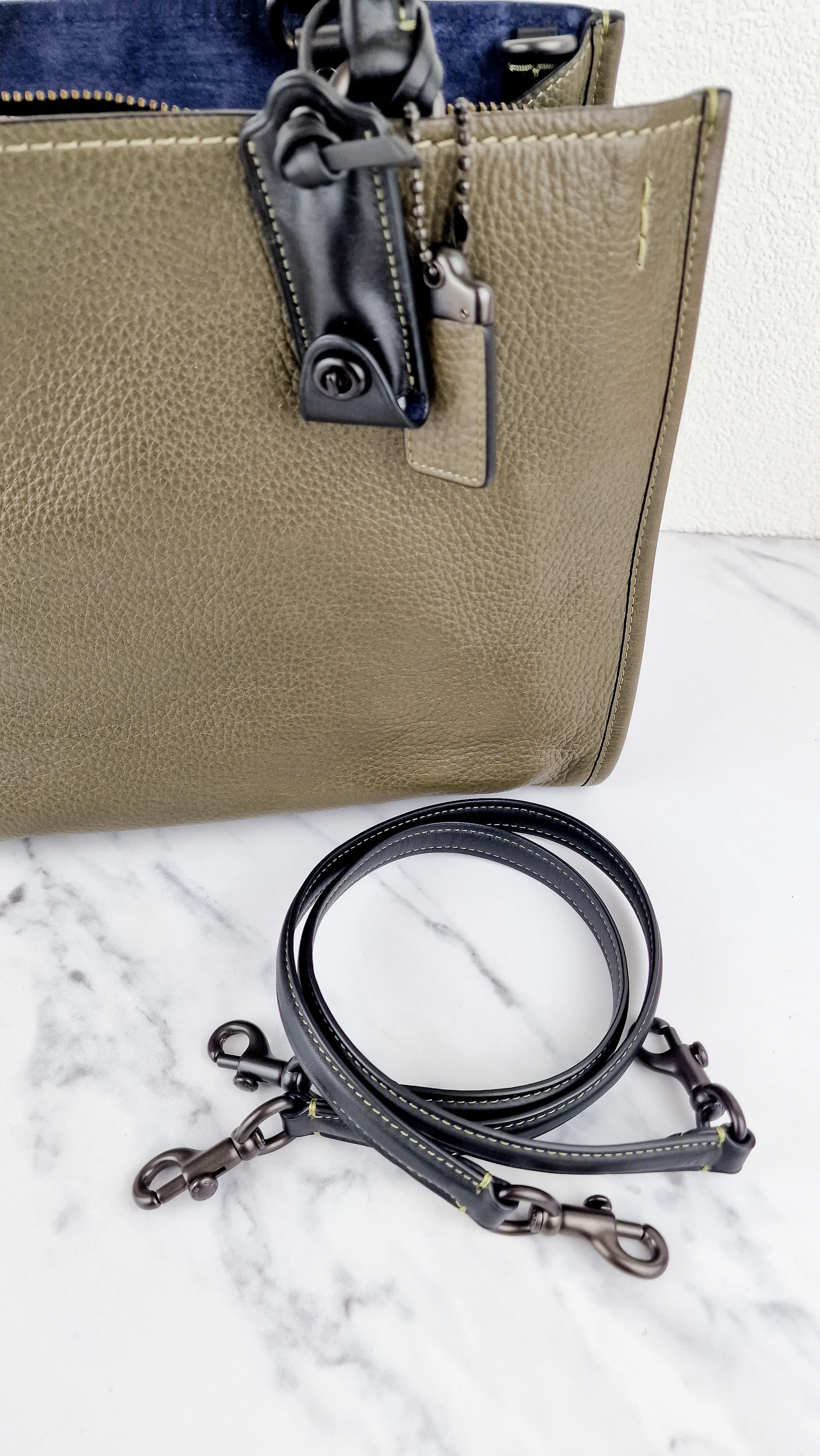 Coach Rogue 31 Olive Army Green With Black Details Handbag Colorblock Dark Green - Coach 38124 - Image 3