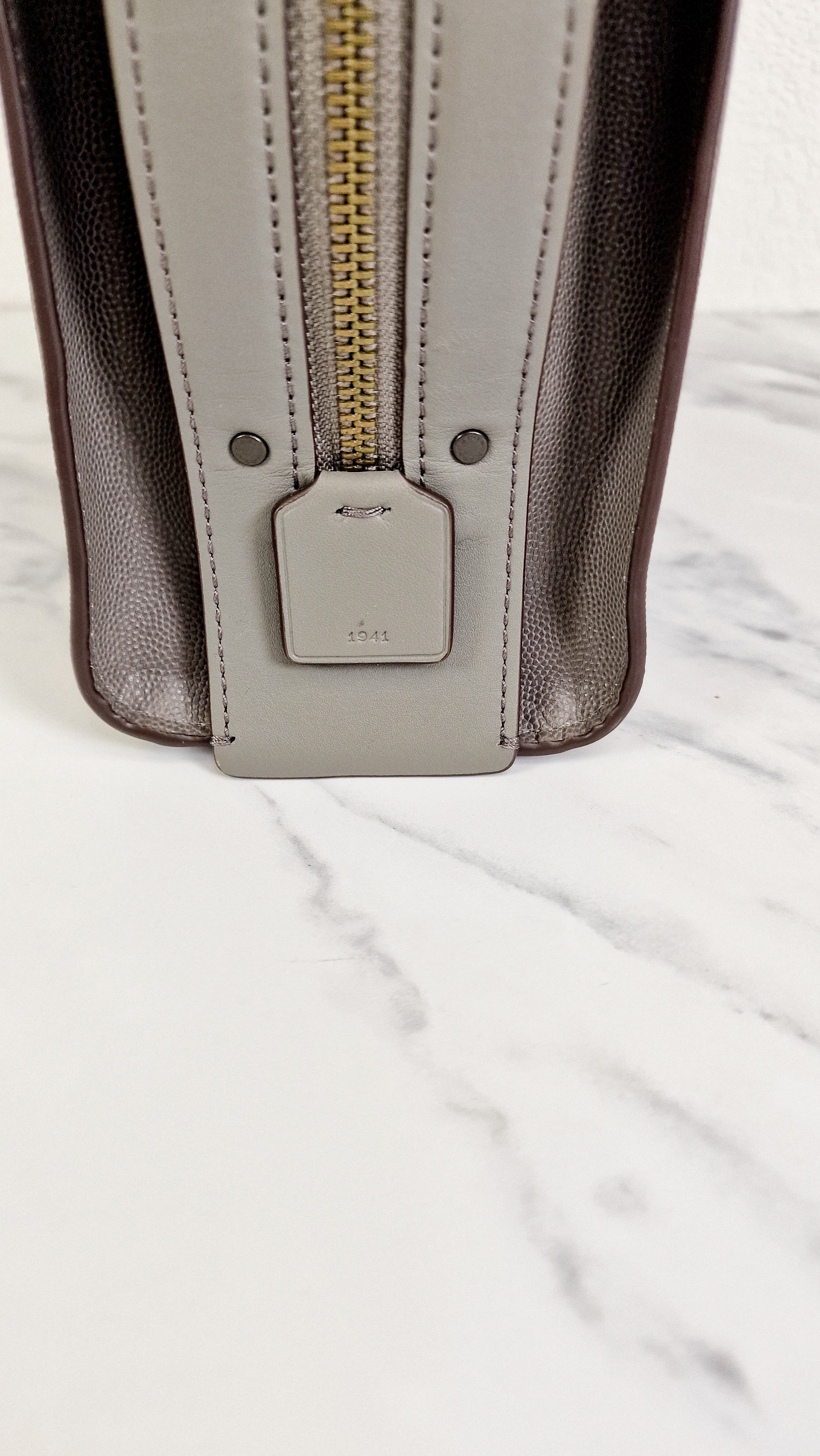 Coach Rogue Shoulder Bag in Grey Grain Leather with Oxblood Lining & C Chain Detail - Coach 26829 - Image 5