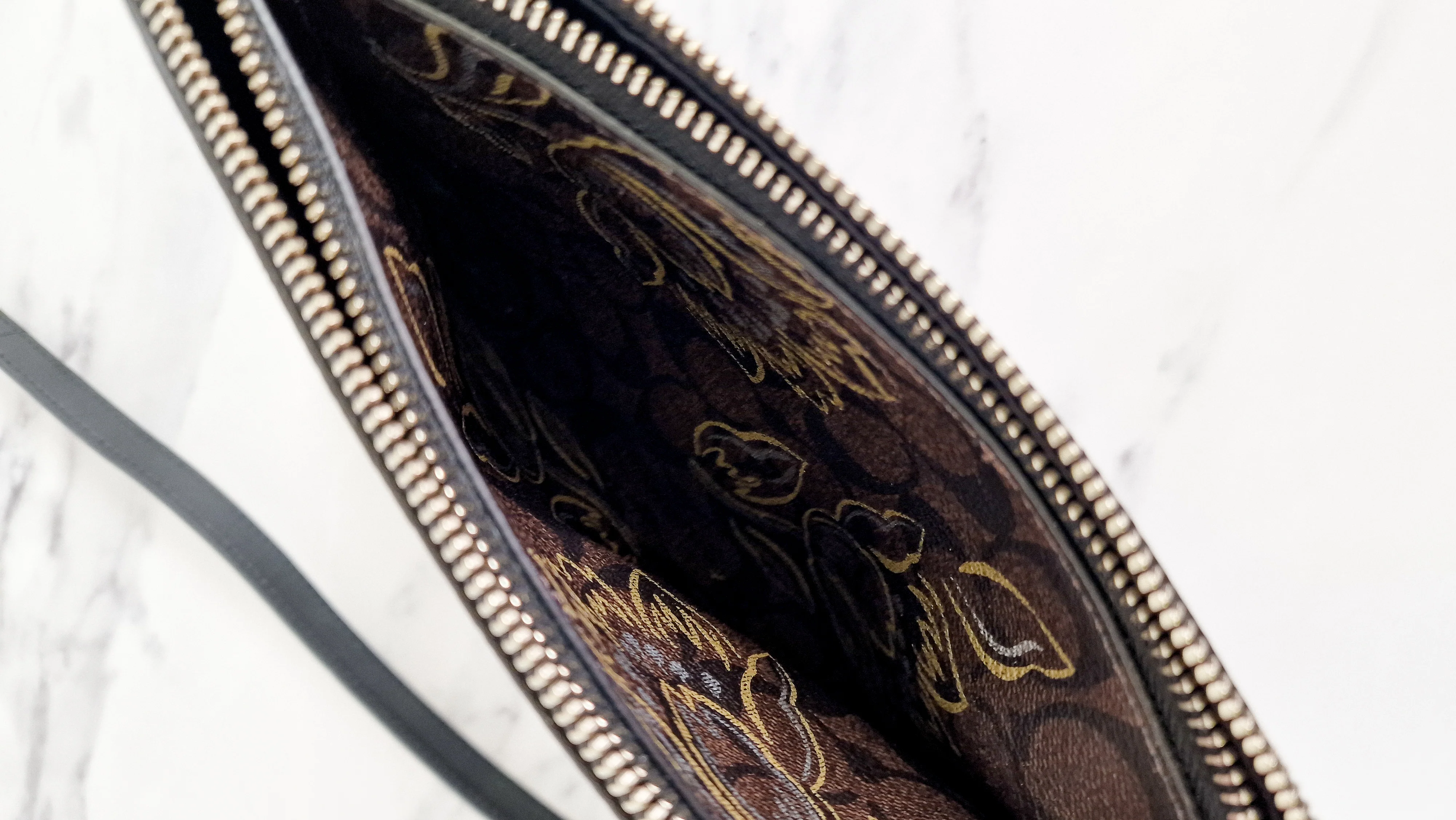Coach Mia Crossbody Bag in Chestnut Brown Signature Coated Canvas with Metallic Gold and Silver Tulips Flowers - Coach F77982 - Image 11