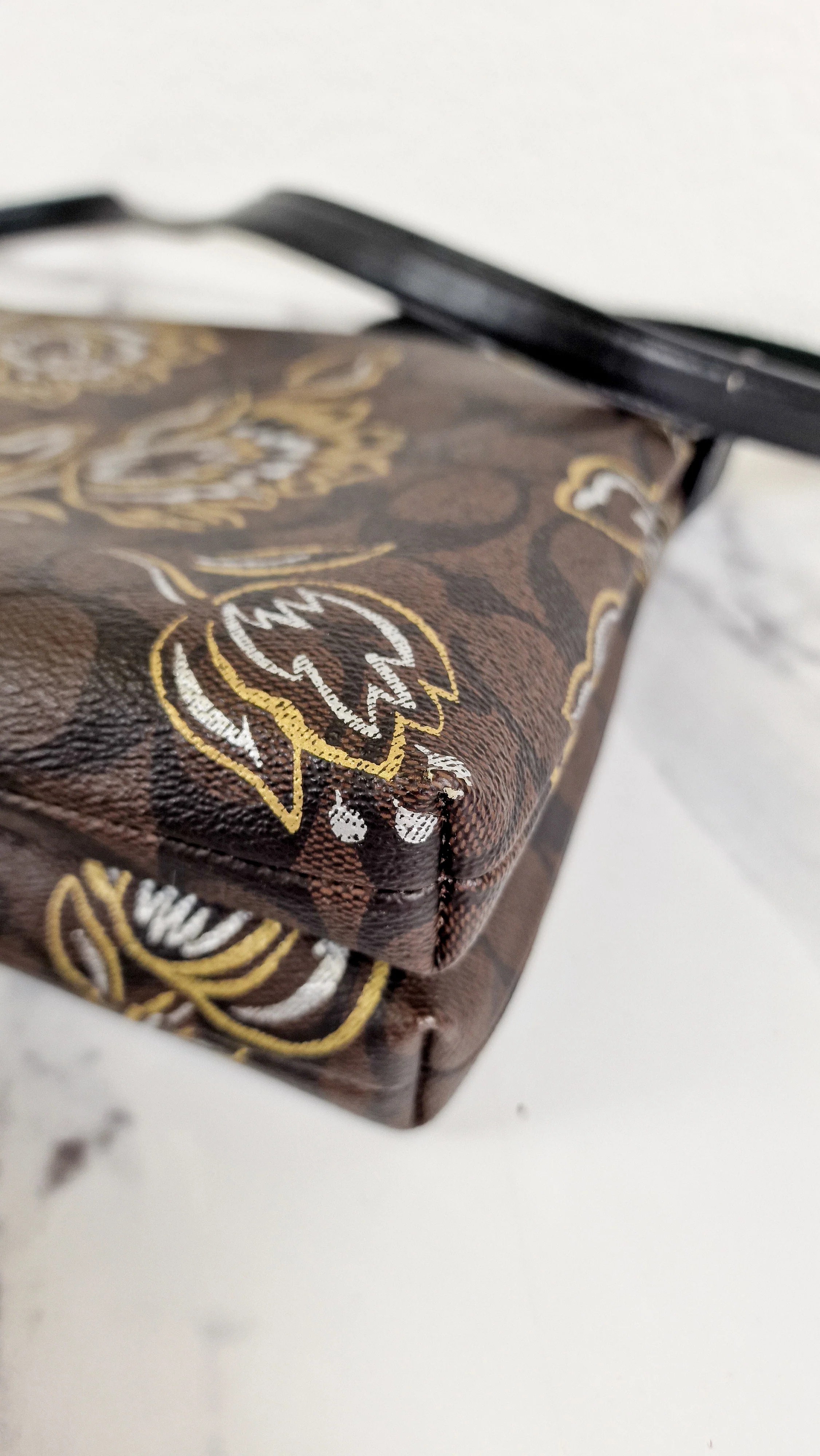 Coach Mia Crossbody Bag in Chestnut Brown Signature Coated Canvas with Metallic Gold and Silver Tulips Flowers - Coach F77982 - Image 9