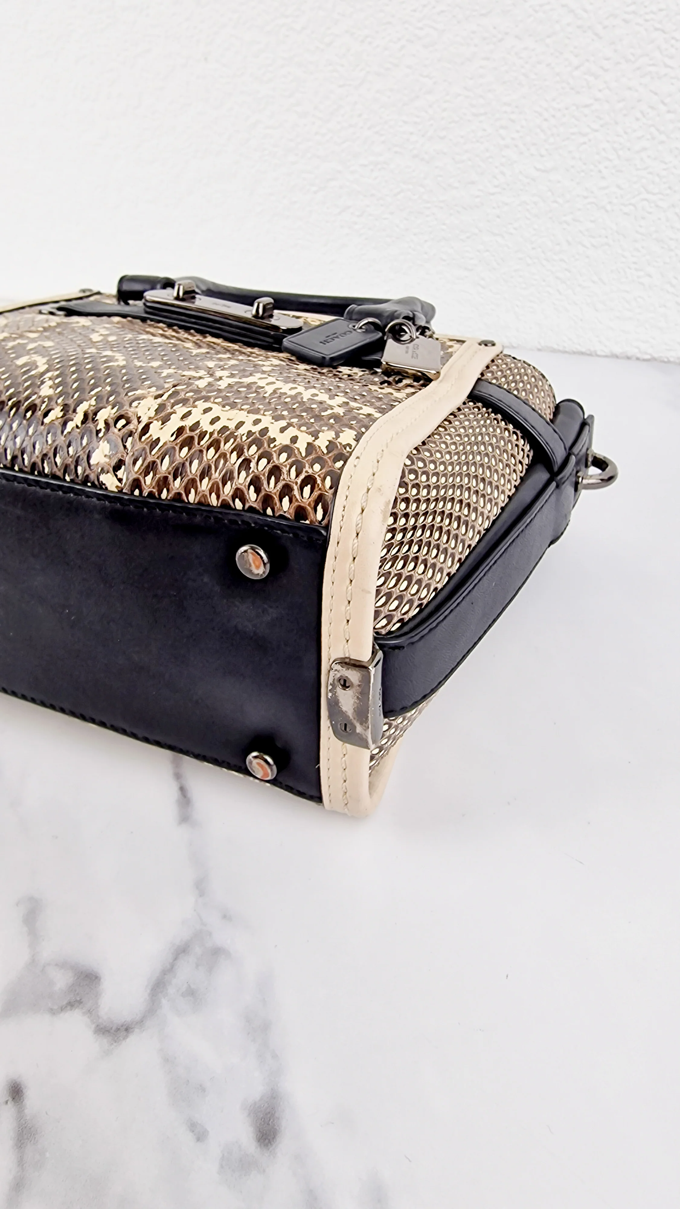 Coach Swagger 21 in Snakeskin Black & White Chalk Colorblock Handbag - Coach 57748 - Image 11