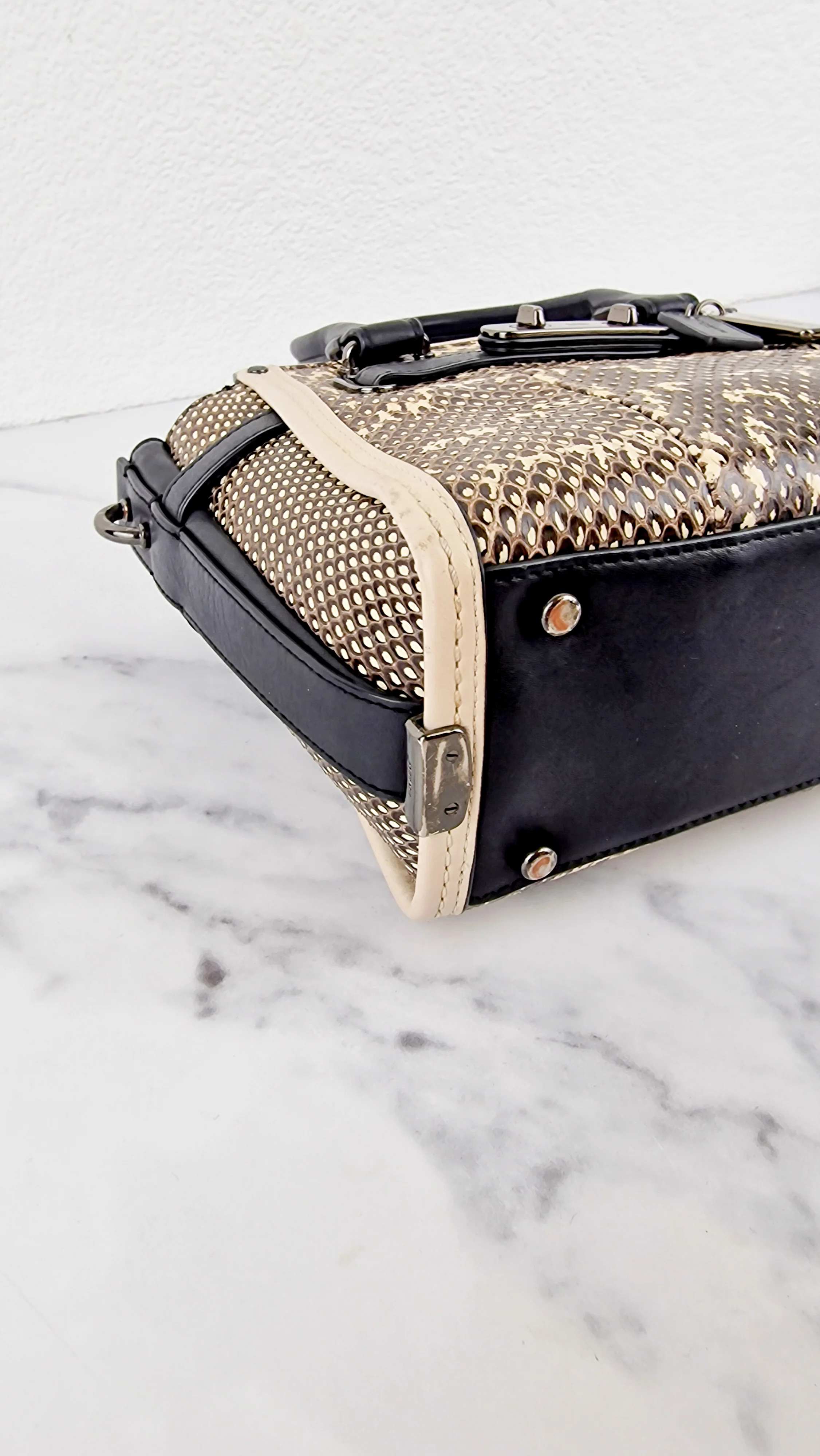 Coach Swagger 21 in Snakeskin Black & White Chalk Colorblock Handbag - Coach 57748 - Image 12