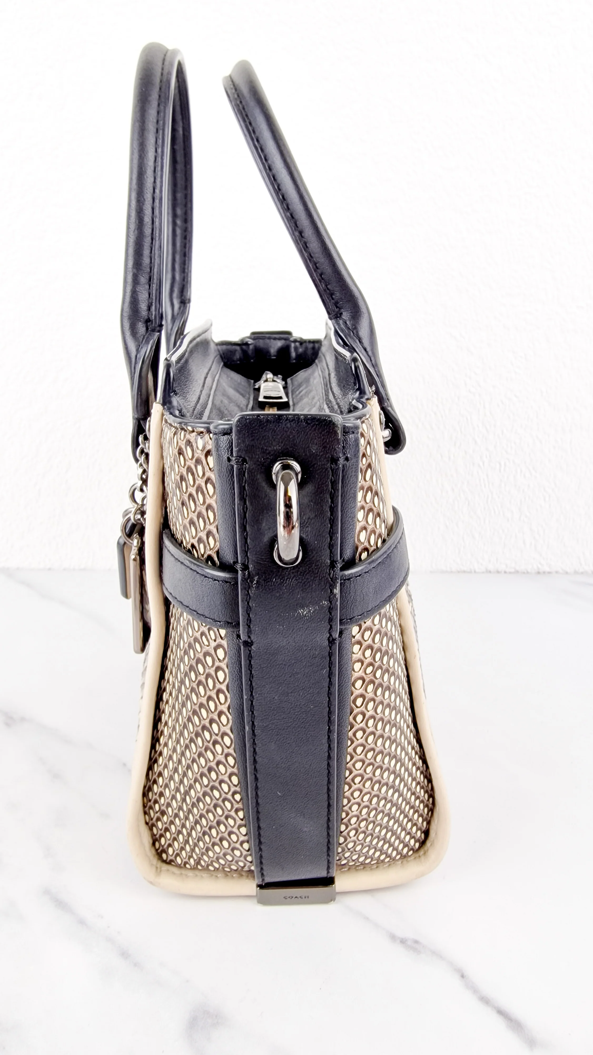 Coach Swagger 21 in Snakeskin Black & White Chalk Colorblock Handbag - Coach 57748 - Image 6
