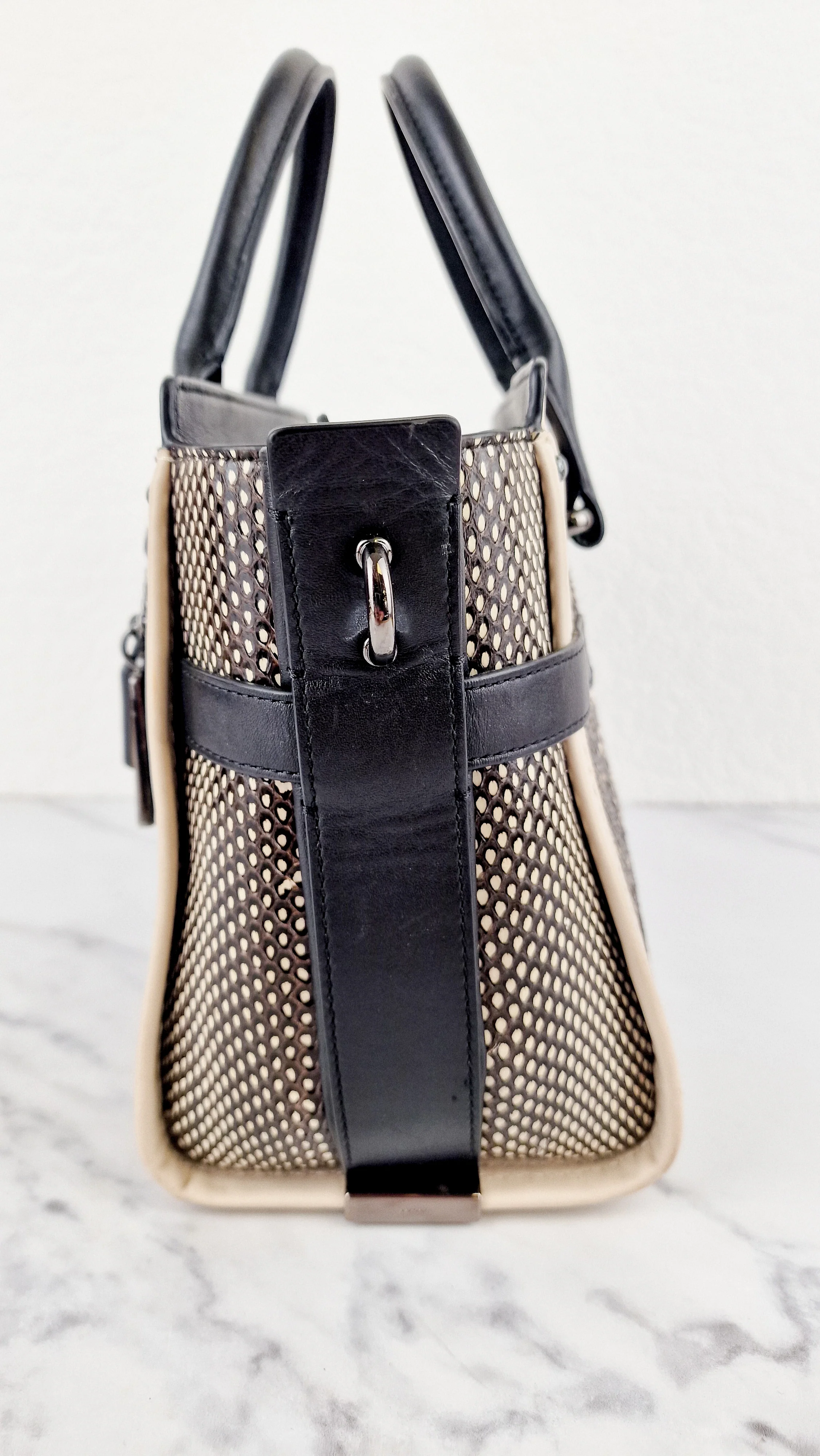 Coach Swagger 27 in Genuine Snakeskin Colorblock Black & White Chalk Leather Handbag - Coach 57113 - Image 4