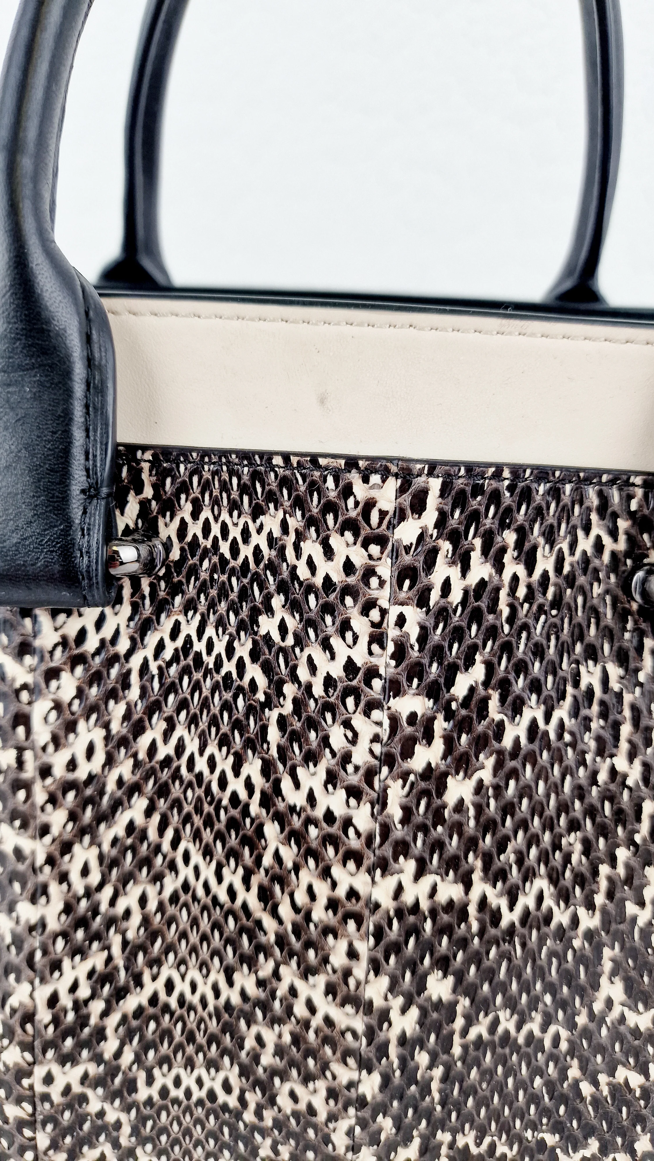 Coach Swagger 27 in Genuine Snakeskin Colorblock Black & White Chalk Leather Handbag - Coach 57113 - Image 6