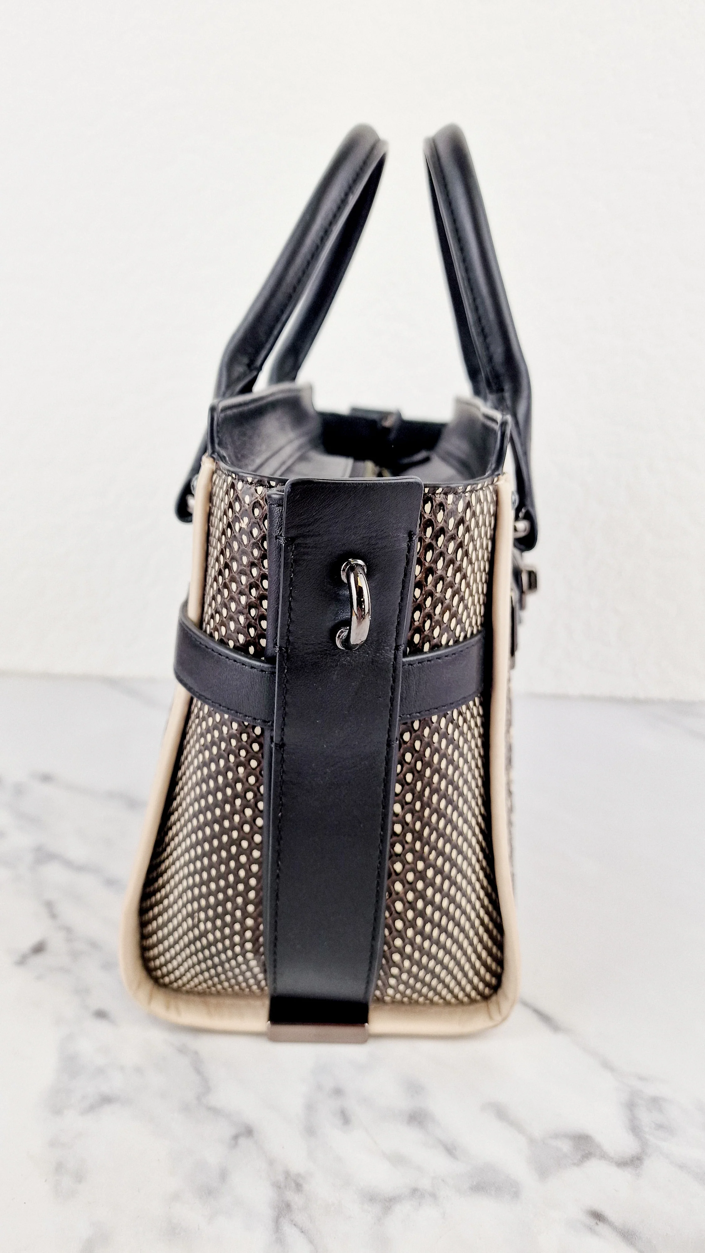 Coach Swagger 27 in Genuine Snakeskin Colorblock Black & White Chalk Leather Handbag - Coach 57113 - Image 7