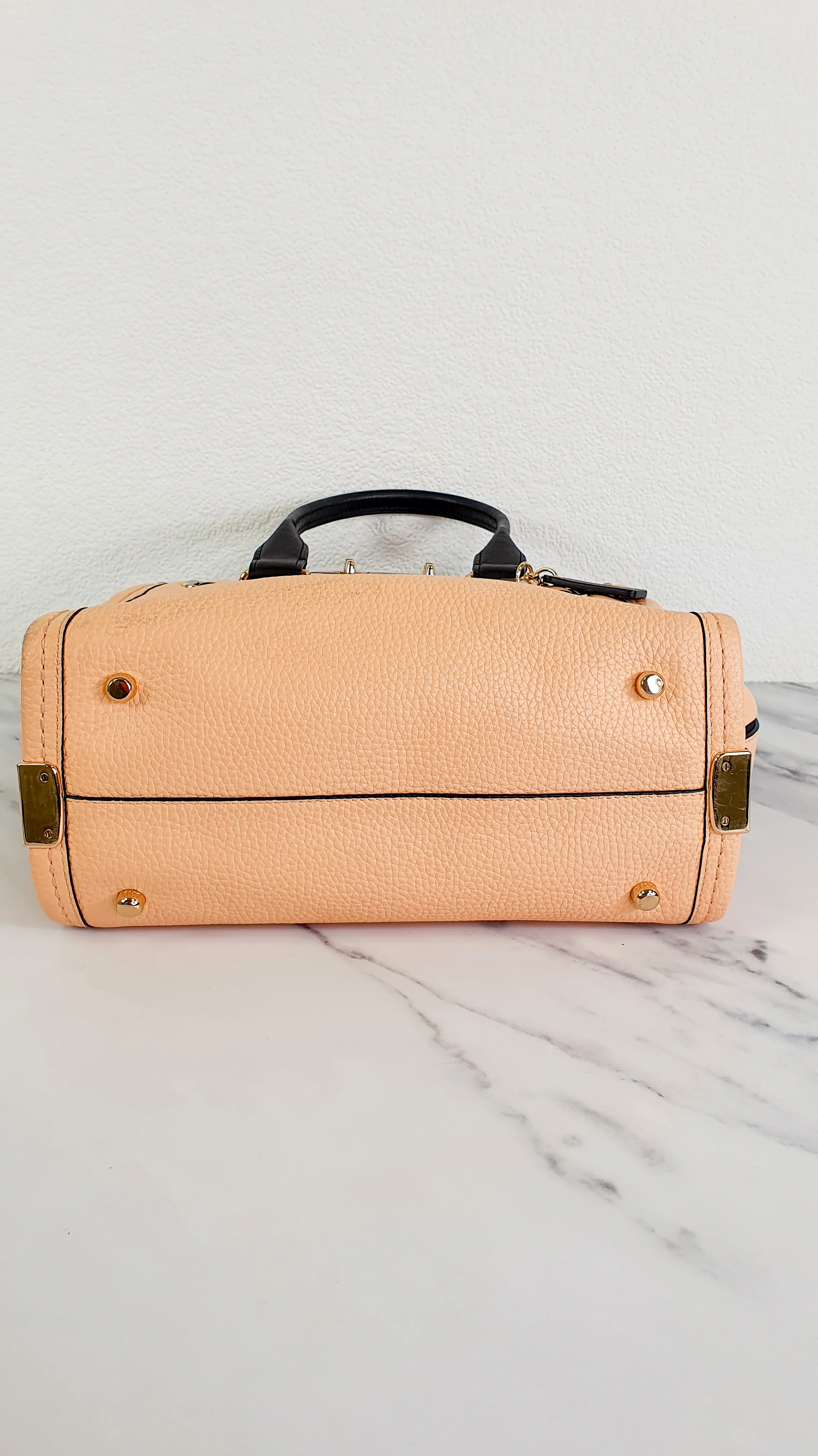 Coach Swagger 27 in Peach Salmon Pink with Colorblock Black Handles - Pebble Leather HandbagCrossbody Bag - Coach 34417 - Image 10