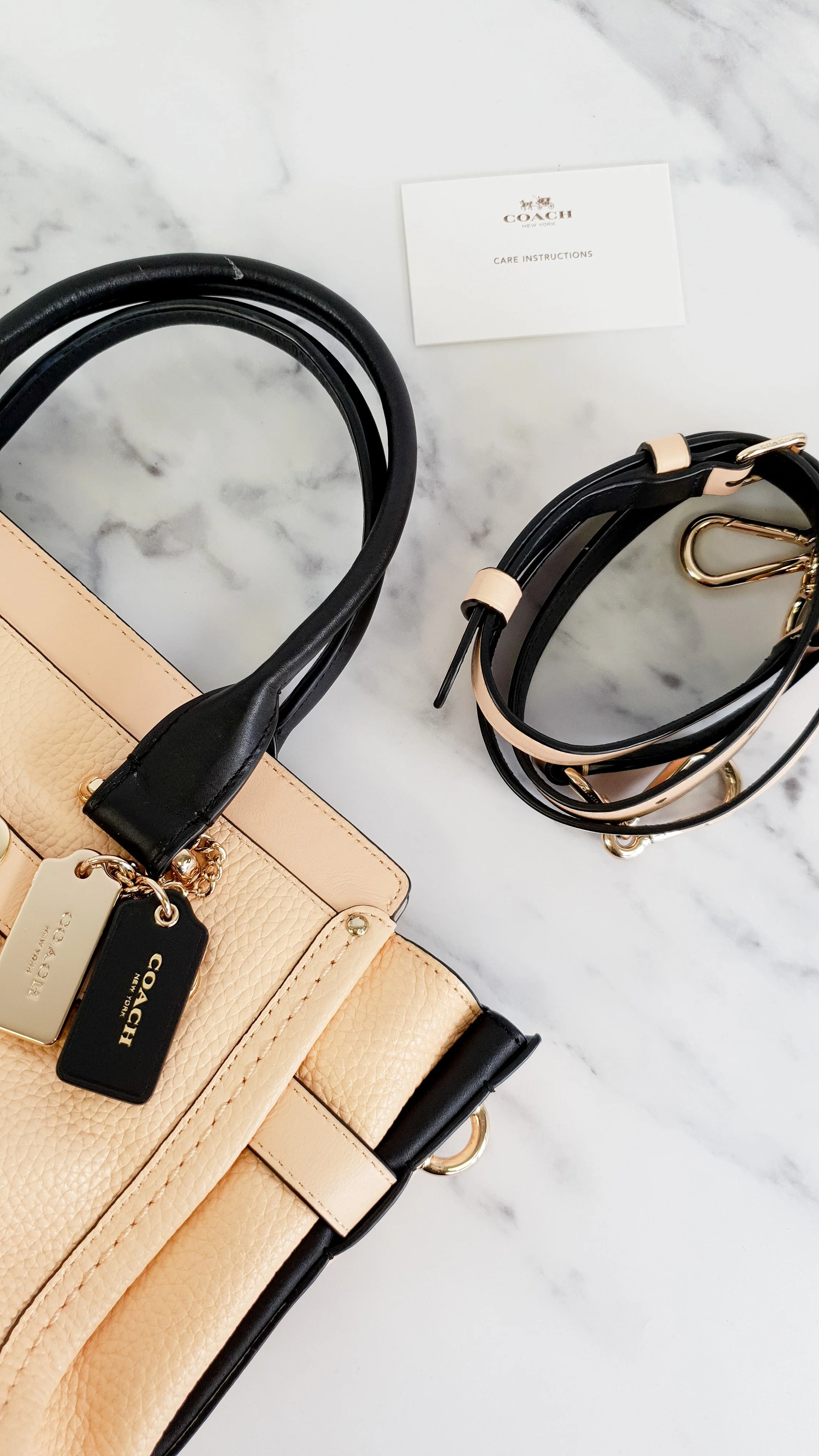 Coach Swagger 27 in Peach Salmon Pink with Colorblock Black Handles - Pebble Leather HandbagCrossbody Bag - Coach 34417 - Image 18