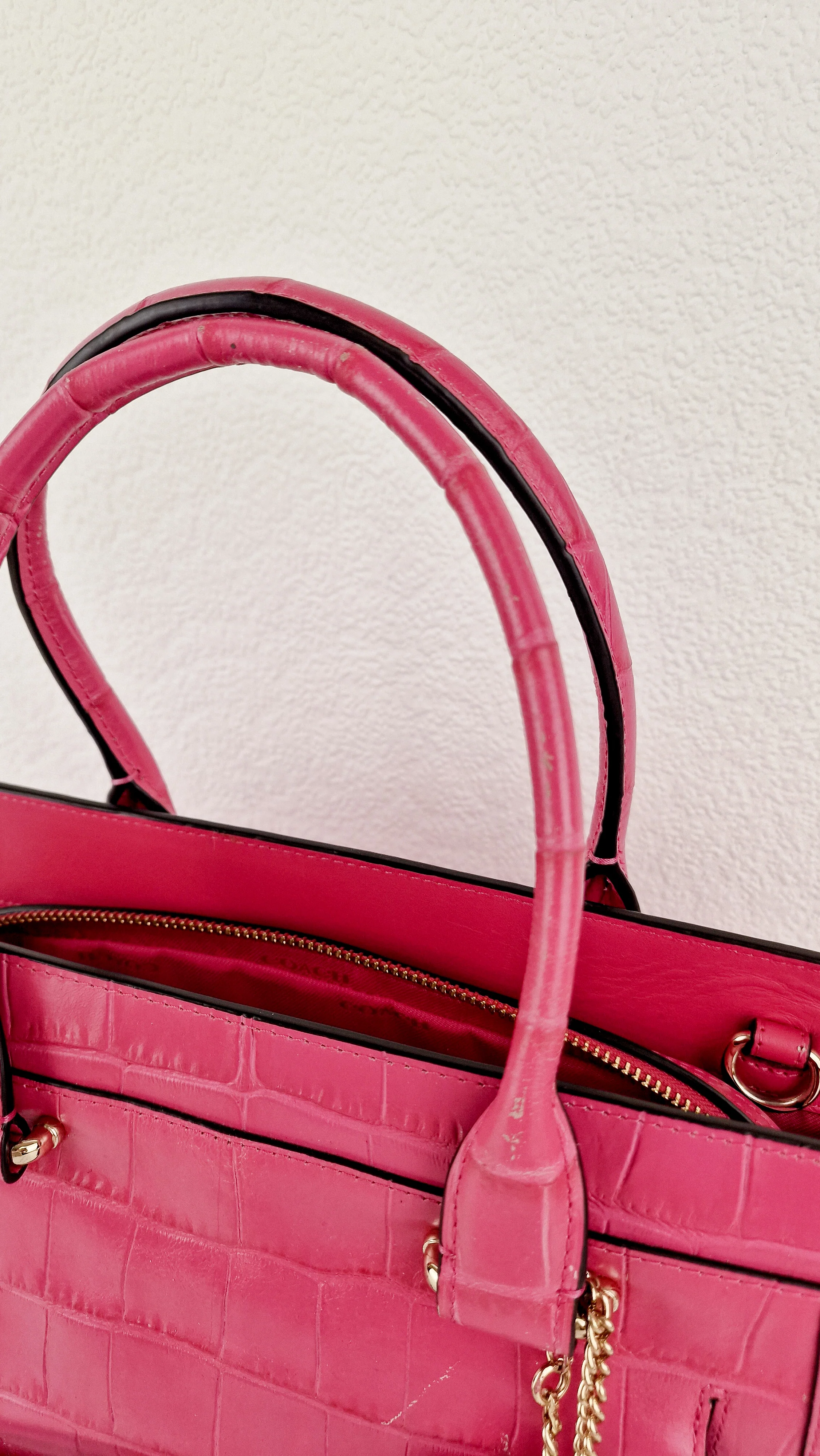 Coach Swagger Frame Bag in Pink Croc Embossed Leather - Handbag Crossbody Bag - Coach 37998 - Image 10