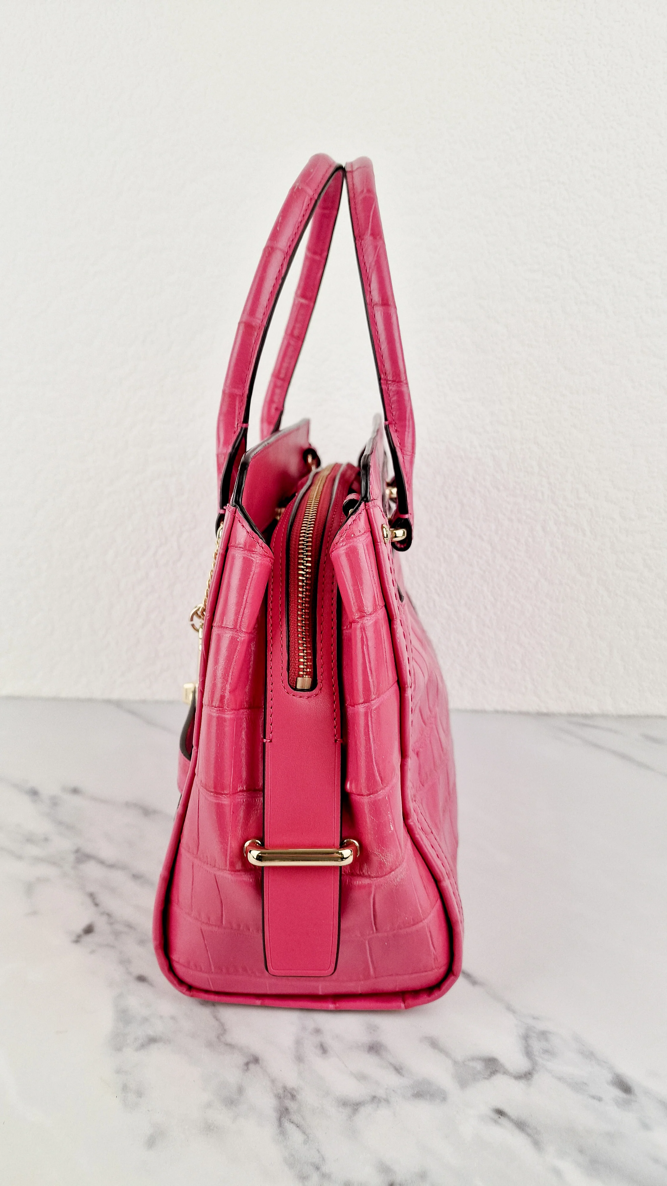 Coach Swagger Frame Bag in Pink Croc Embossed Leather - Handbag Crossbody Bag - Coach 37998 - Image 12