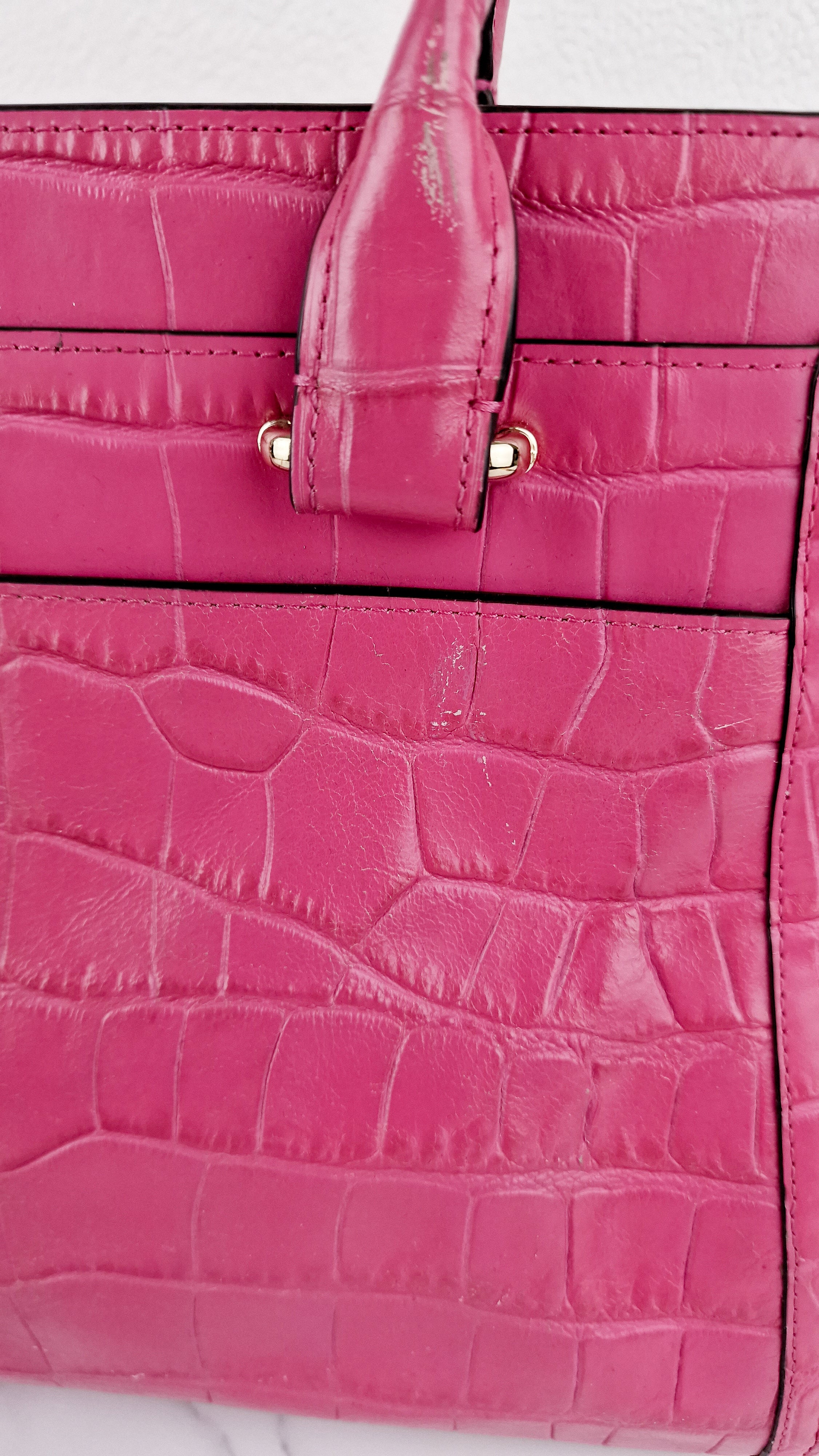 Coach Swagger Frame Bag in Pink Croc Embossed Leather - Handbag Crossbody Bag - Coach 37998 - Image 15