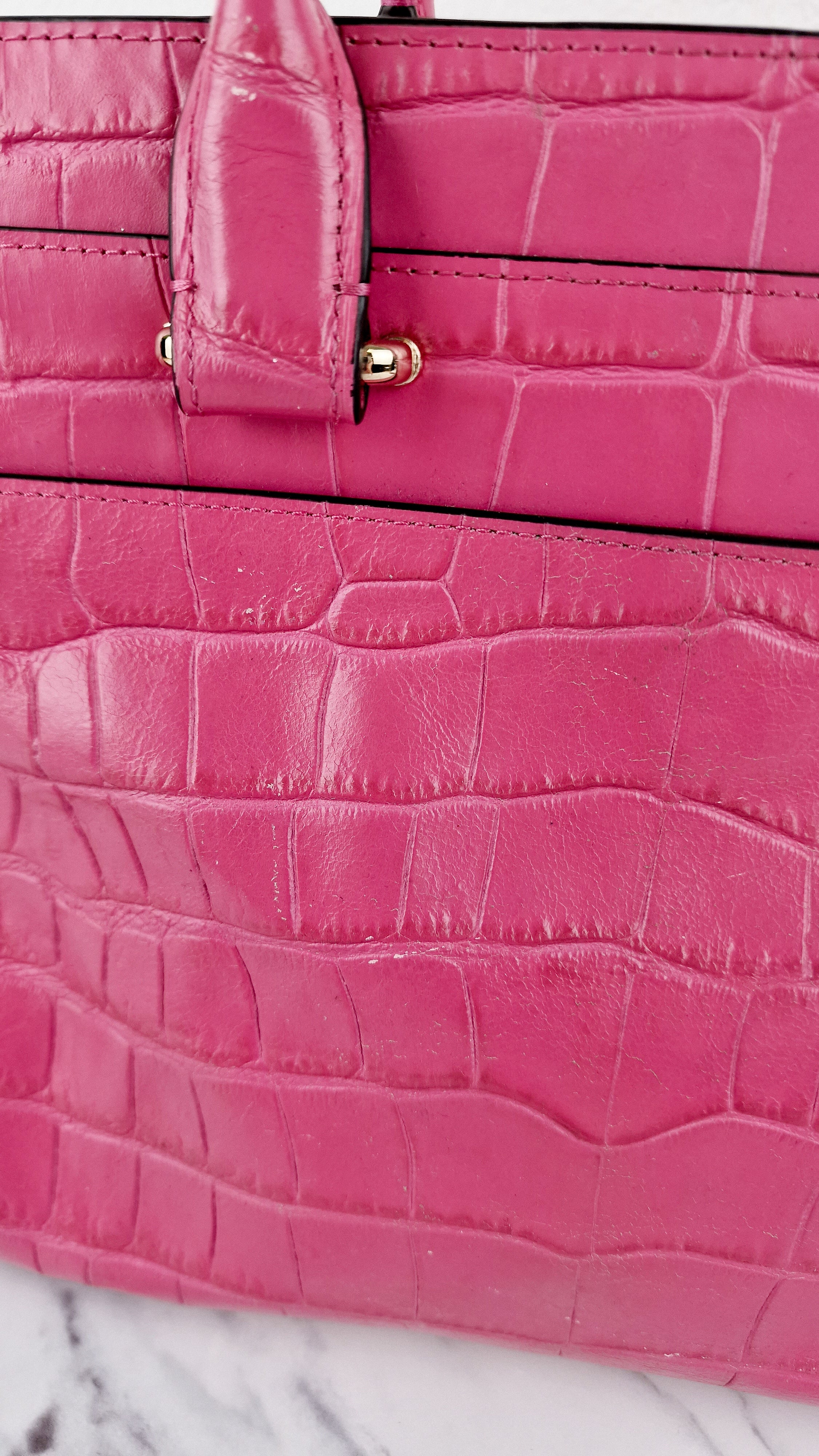 Coach Swagger Frame Bag in Pink Croc Embossed Leather - Handbag Crossbody Bag - Coach 37998 - Image 16
