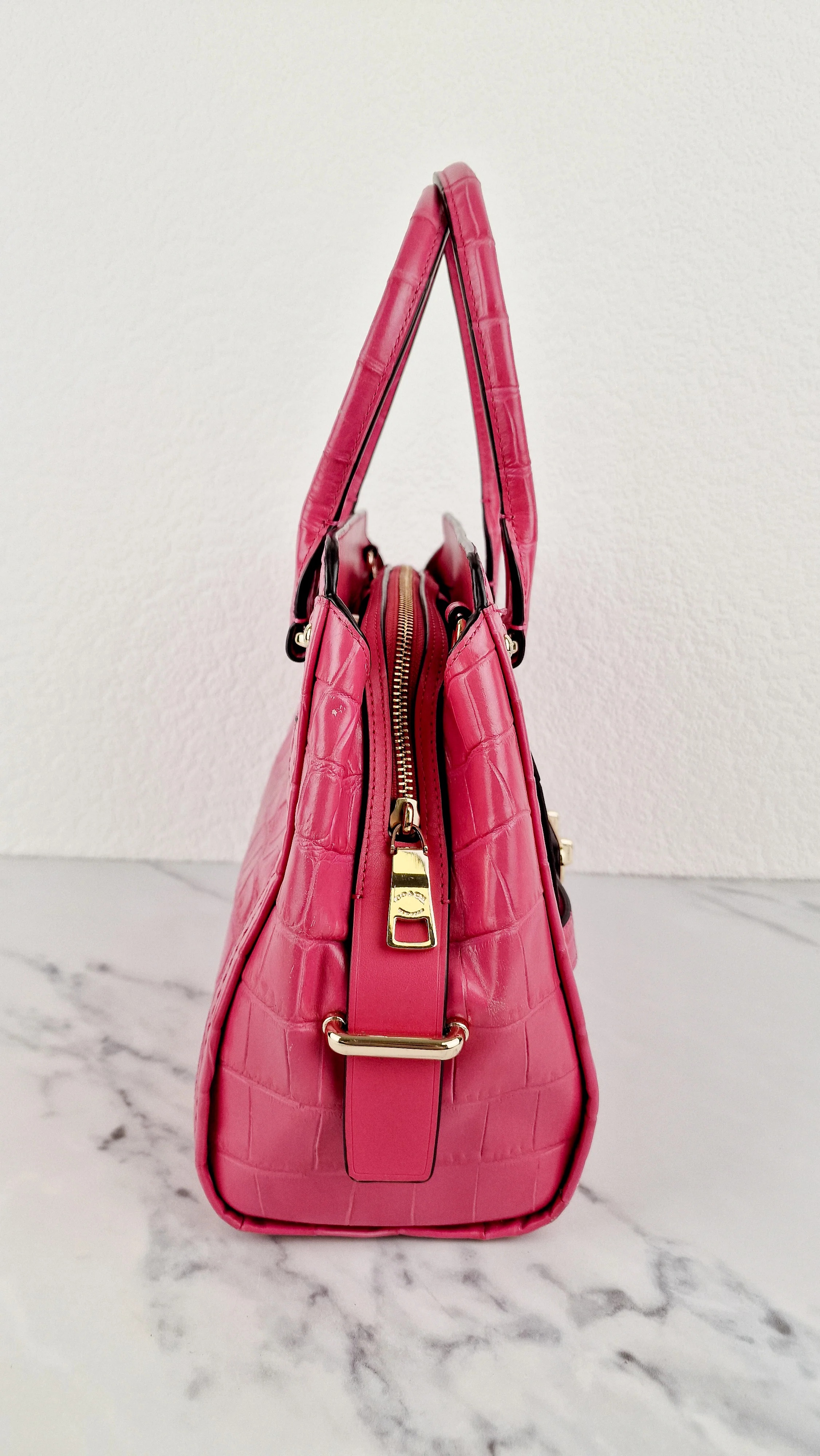 Coach Swagger Frame Bag in Pink Croc Embossed Leather - Handbag Crossbody Bag - Coach 37998 - Image 18