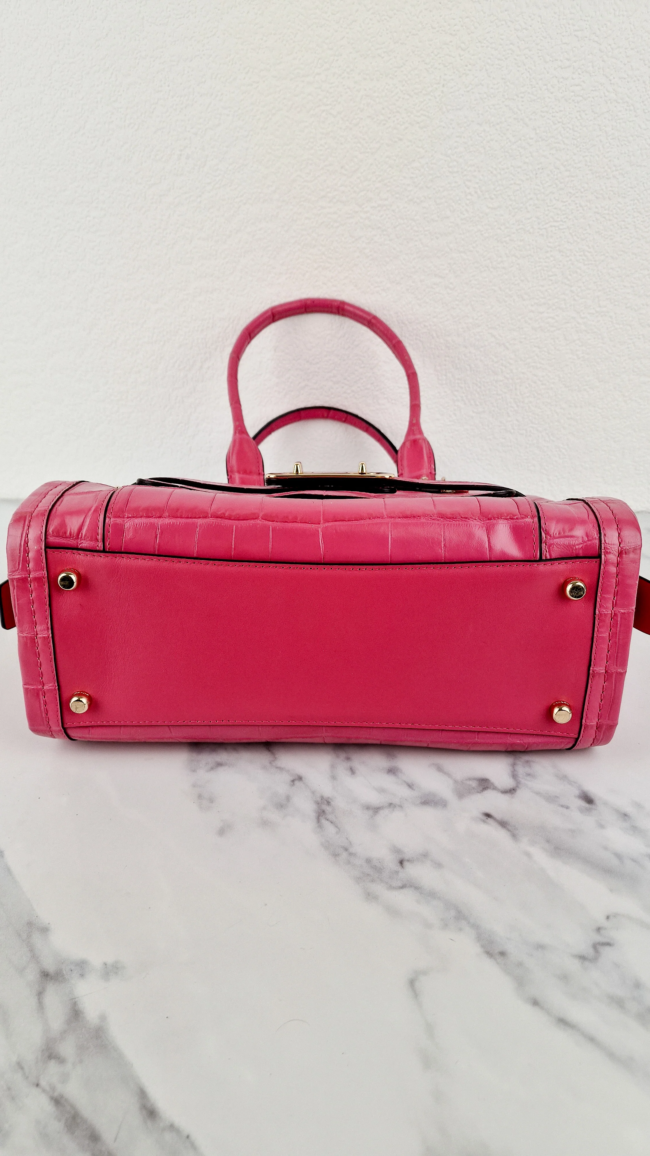 Coach Swagger Frame Bag in Pink Croc Embossed Leather - Handbag Crossbody Bag - Coach 37998 - Image 20