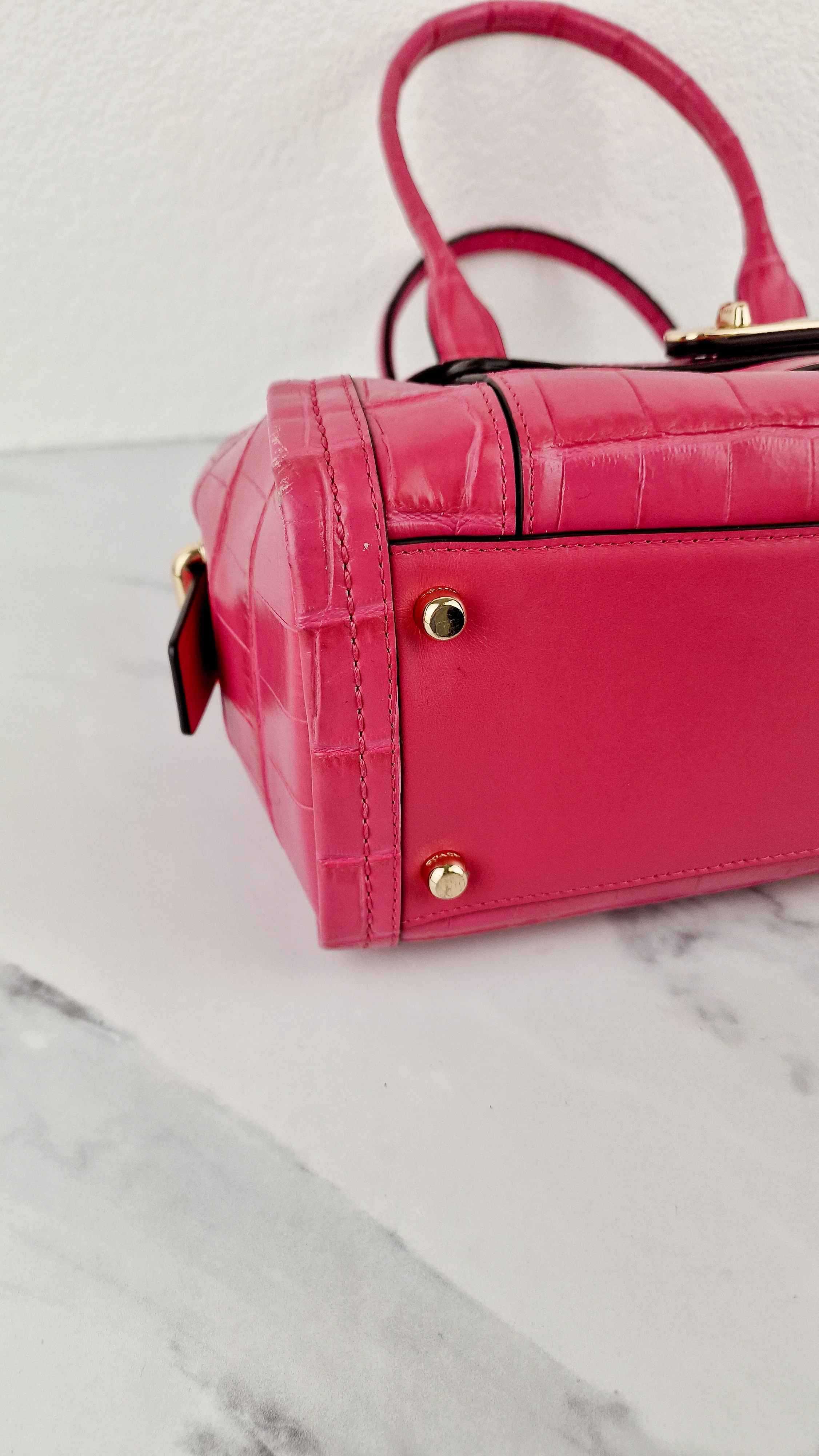 Coach Swagger Frame Bag in Pink Croc Embossed Leather - Handbag Crossbody Bag - Coach 37998 - Image 21