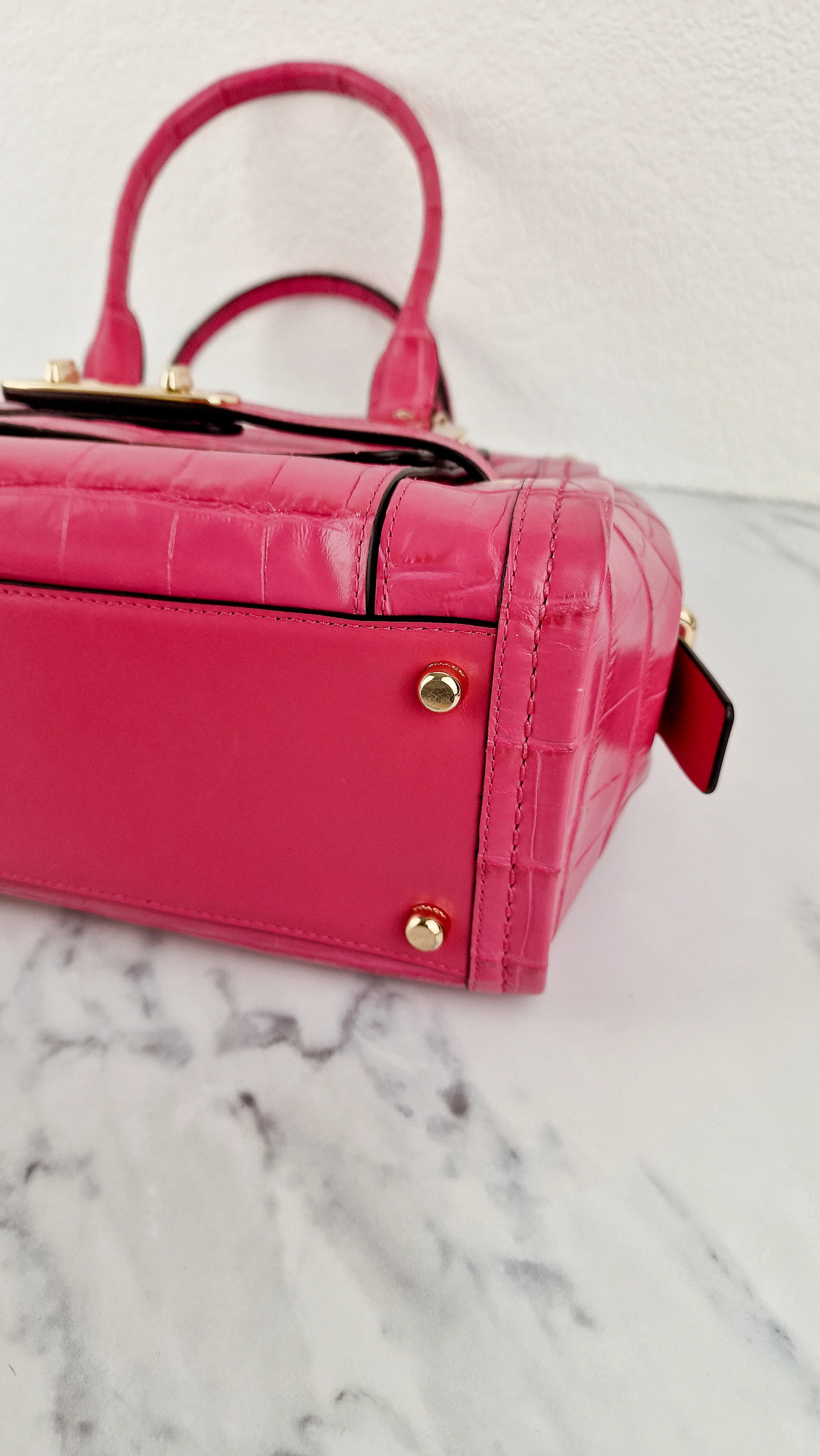 Coach Swagger Frame Bag in Pink Croc Embossed Leather - Handbag Crossbody Bag - Coach 37998 - Image 22
