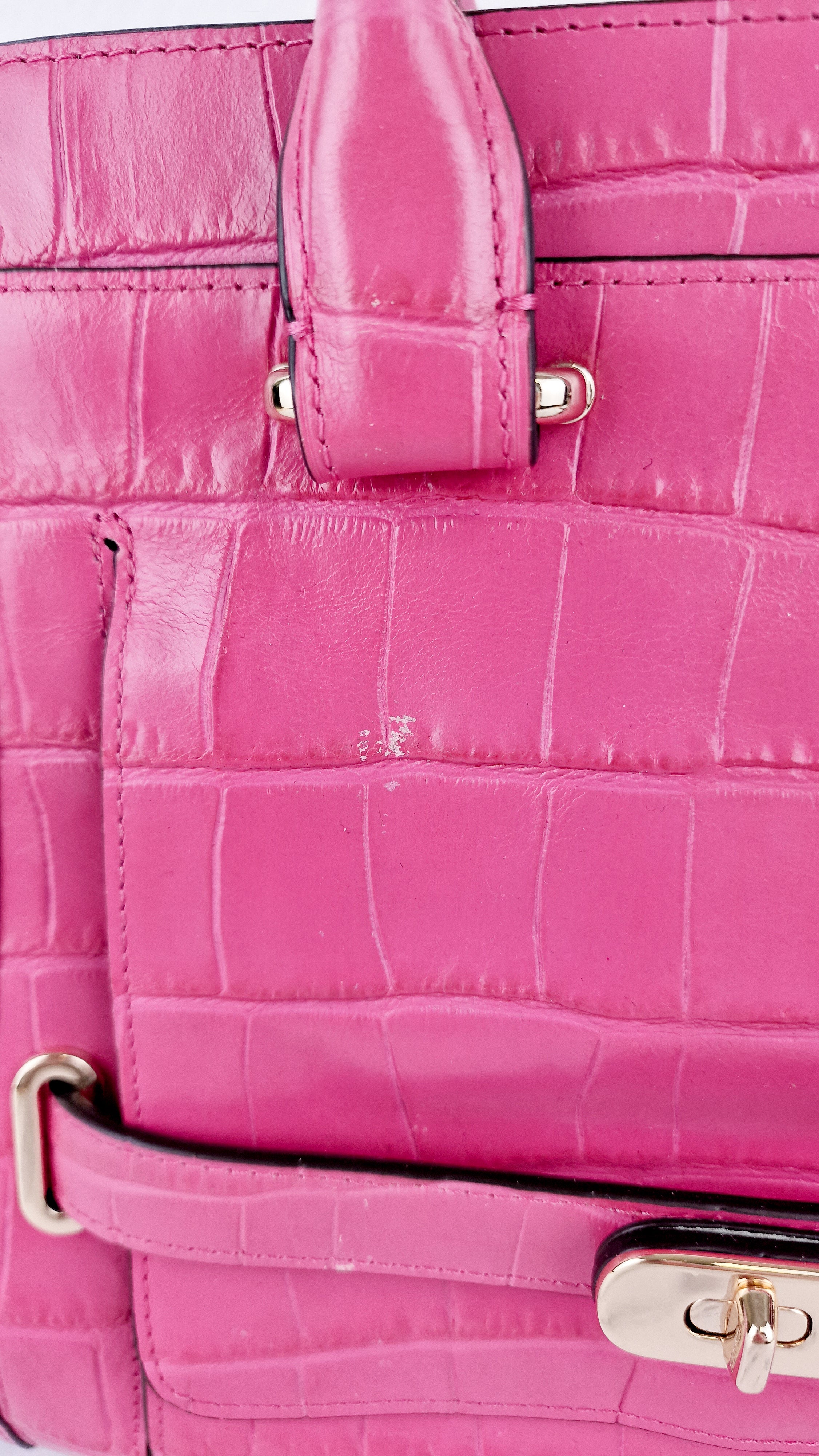 Coach Swagger Frame Bag in Pink Croc Embossed Leather - Handbag Crossbody Bag - Coach 37998 - Image 7