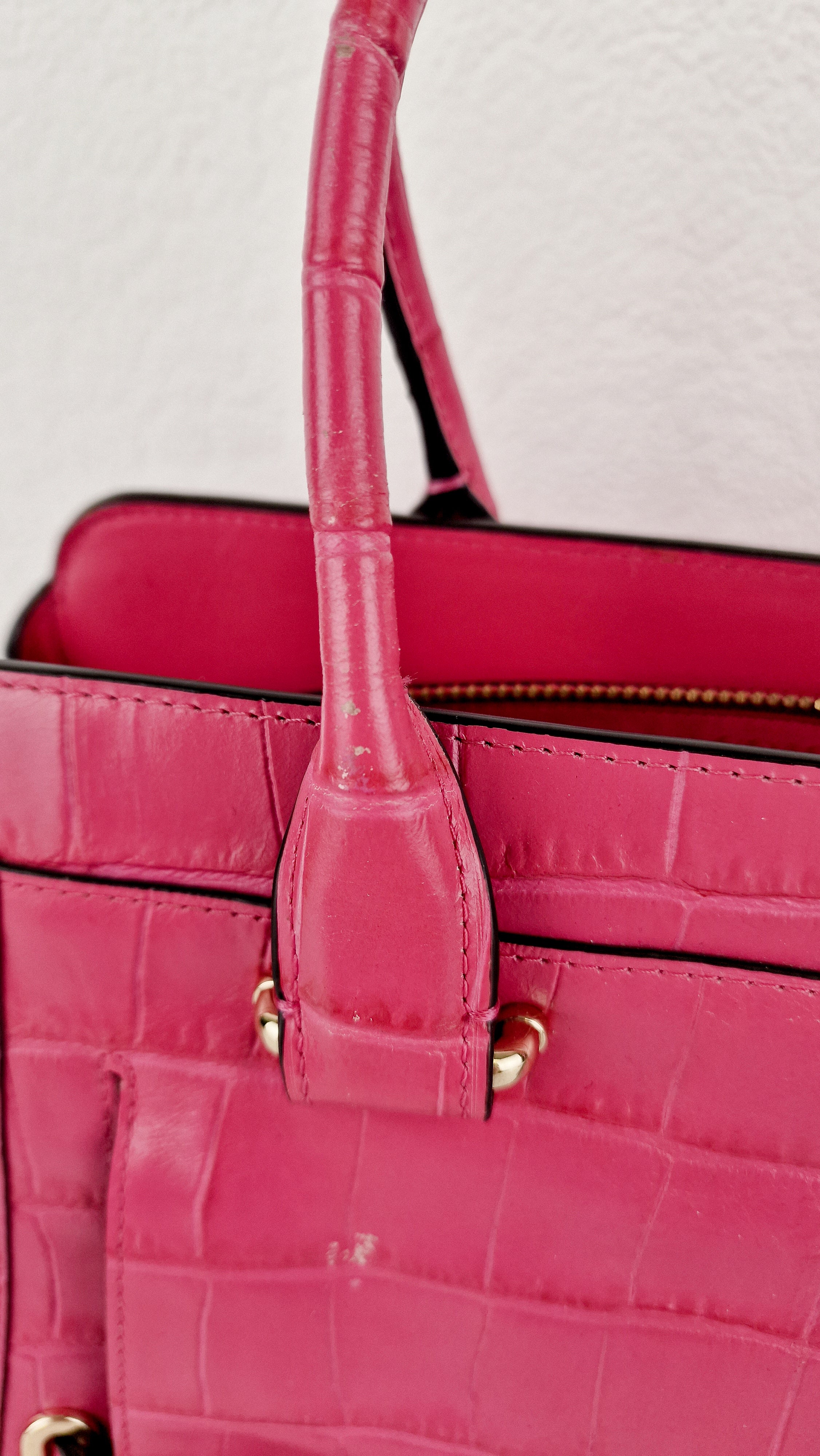 Coach Swagger Frame Bag in Pink Croc Embossed Leather - Handbag Crossbody Bag - Coach 37998 - Image 8