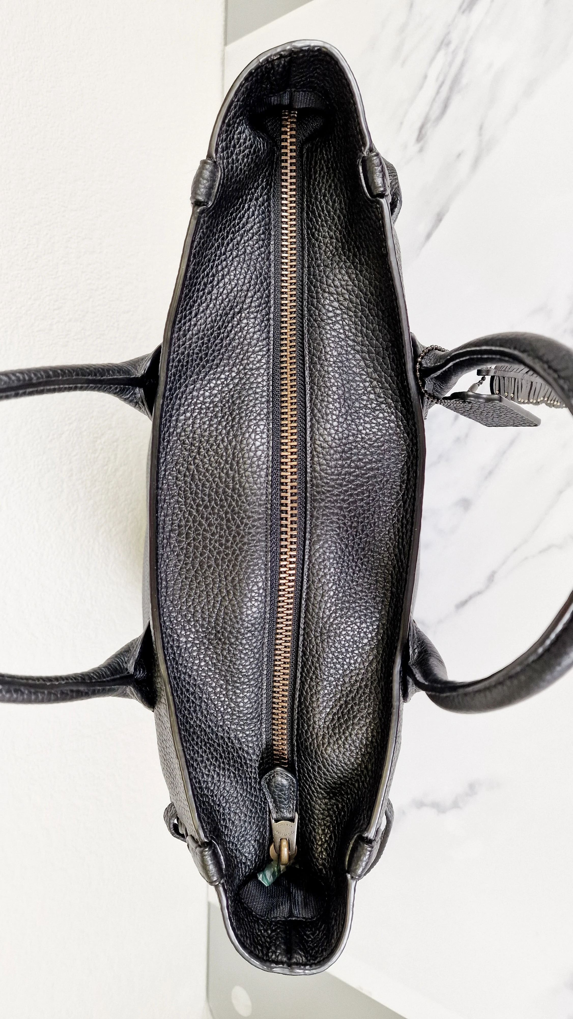 Coach Tatum Tall Tote in Black Pebble Leather with Whiplash Detail & Feather Charm - Large Black Shoulder Bag - Coach 33916 - Image 14