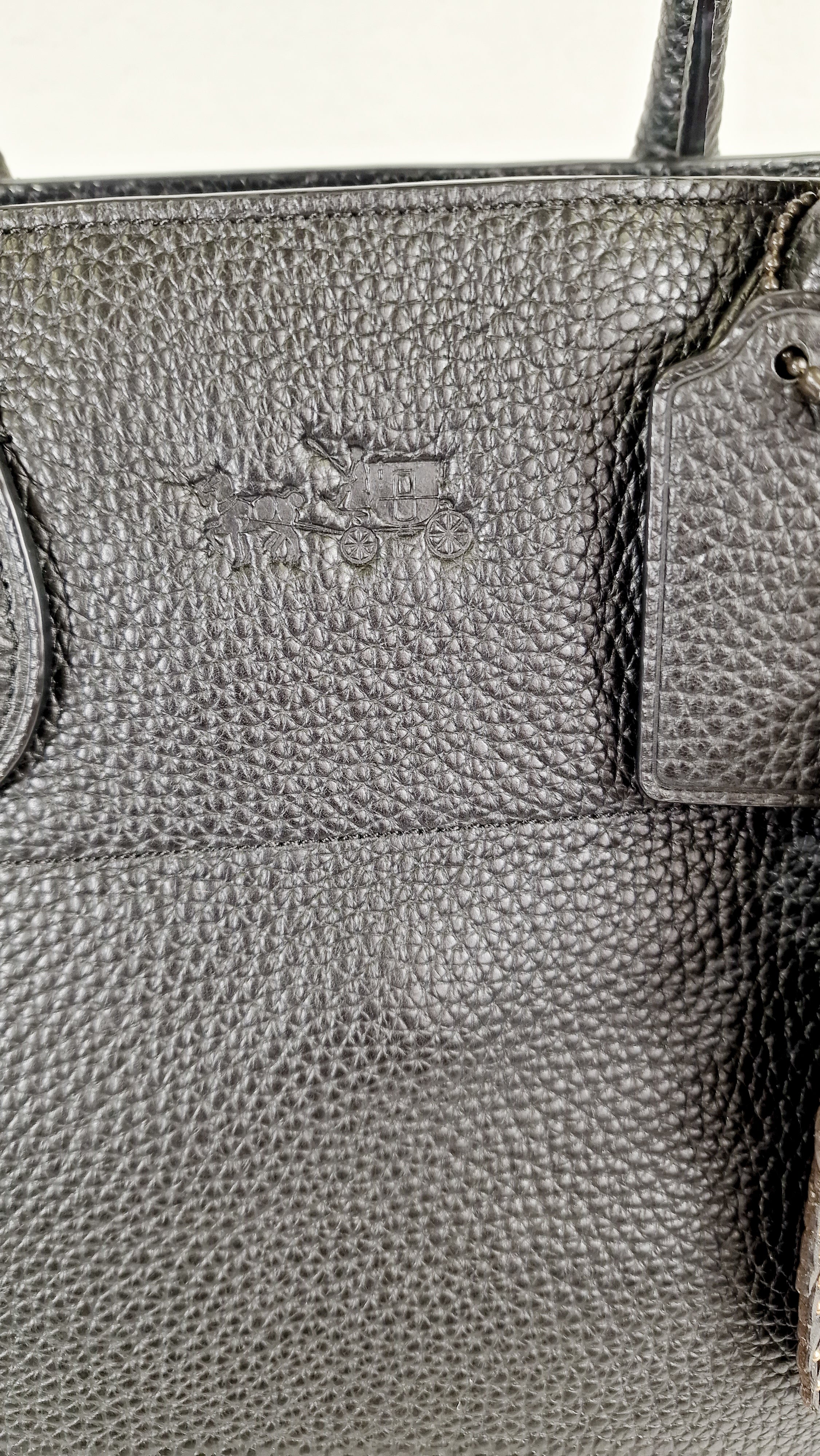 Coach Tatum Tall Tote in Black Pebble Leather with Whiplash Detail & Feather Charm - Large Black Shoulder Bag - Coach 33916 - Image 3