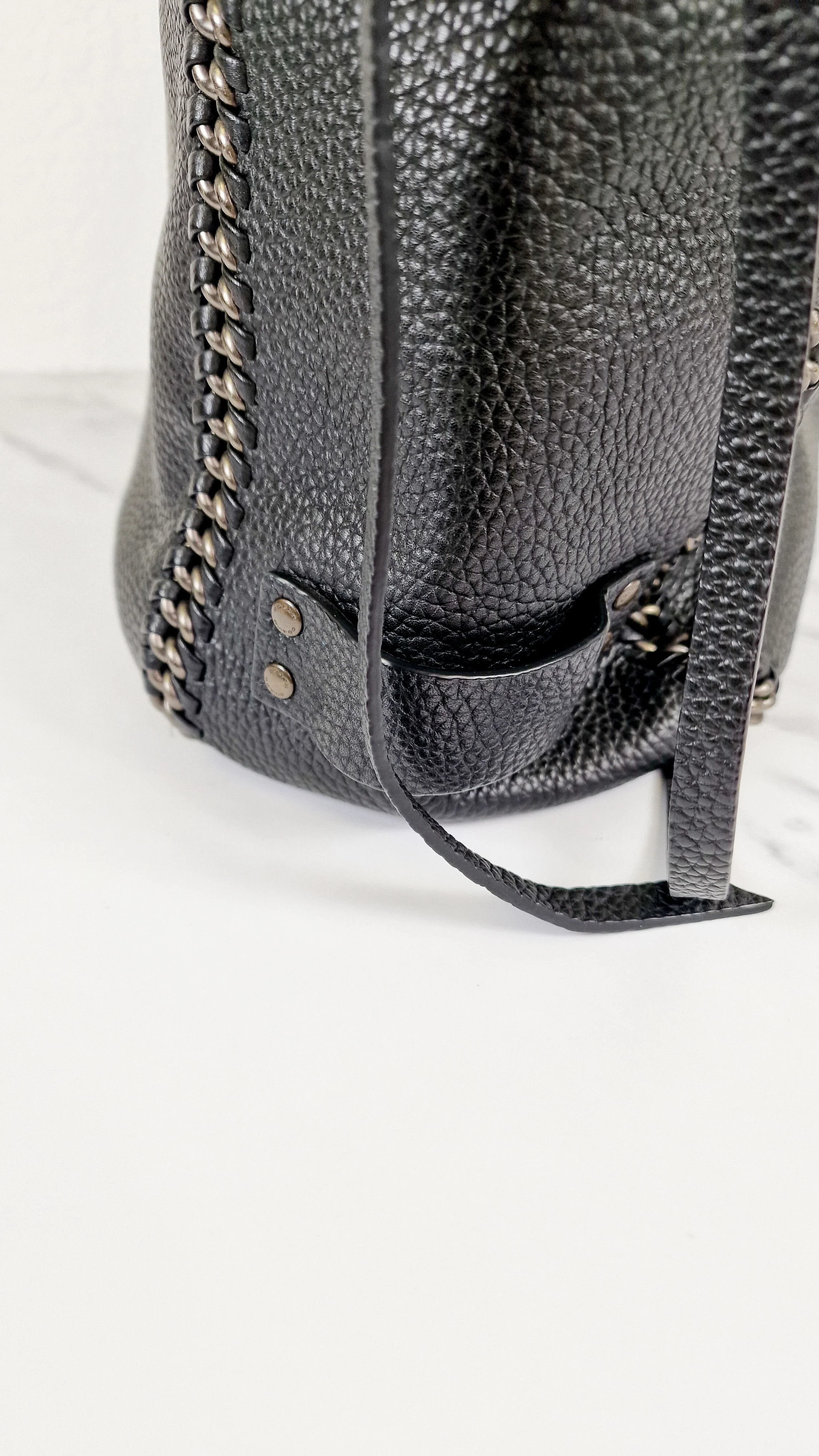 Coach Tatum Tall Tote in Black Pebble Leather with Whiplash Detail & Feather Charm - Large Black Shoulder Bag - Coach 33916 - Image 6