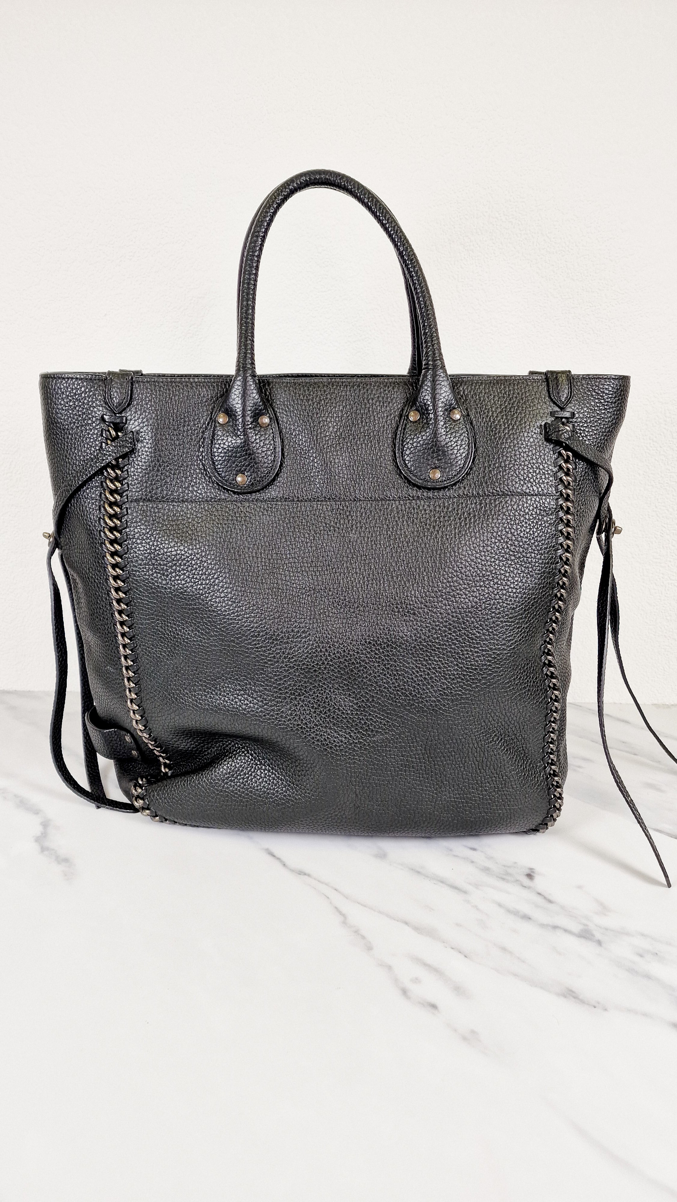 Coach Tatum Tall Tote in Black Pebble Leather with Whiplash Detail & Feather Charm - Large Black Shoulder Bag - Coach 33916 - Image 8