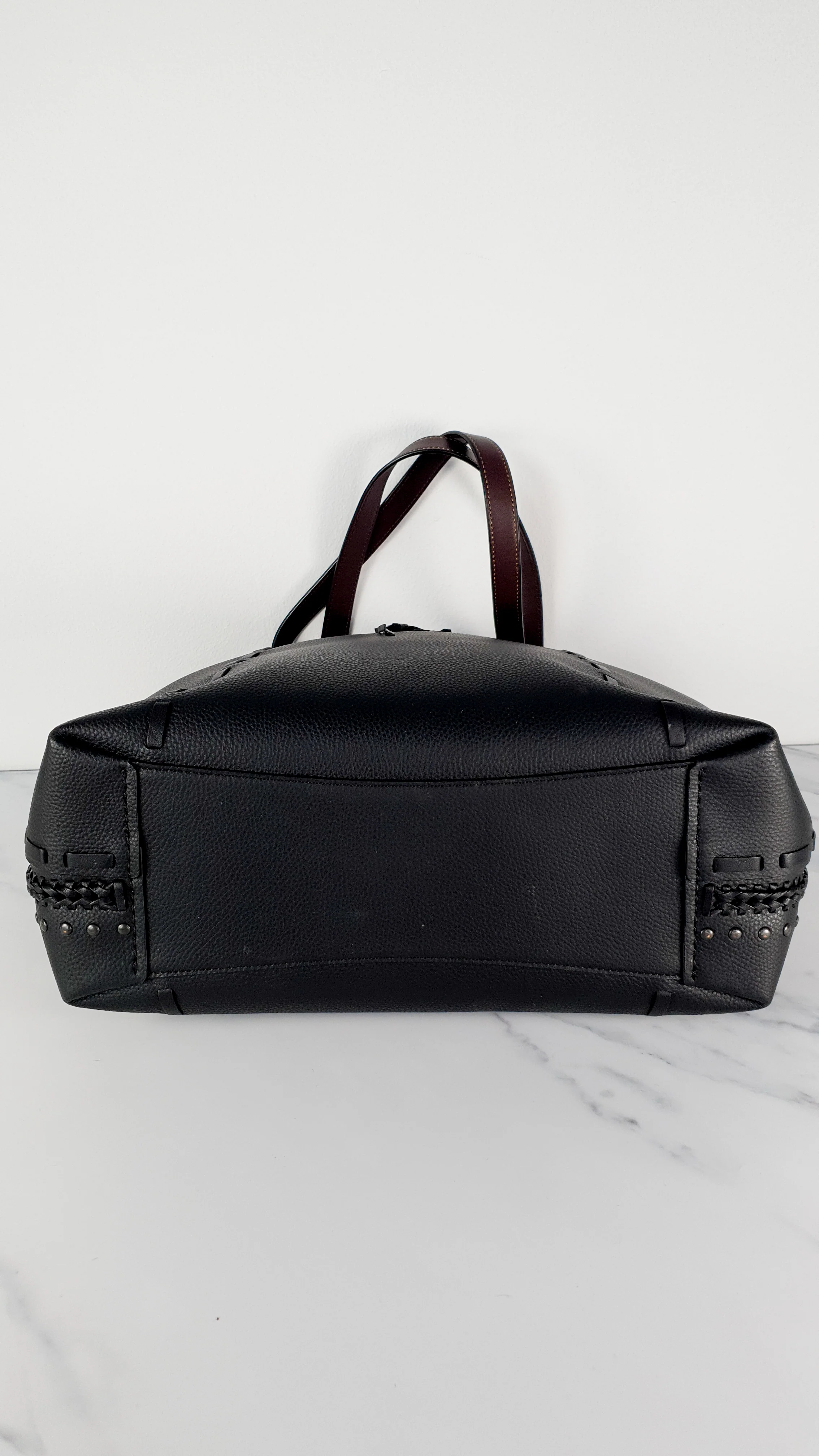 Coach Tote 34 in Black and Brown Leather with Whipstitch & Tassle Detail - Bag Handbag Coach 37084 - Image 13