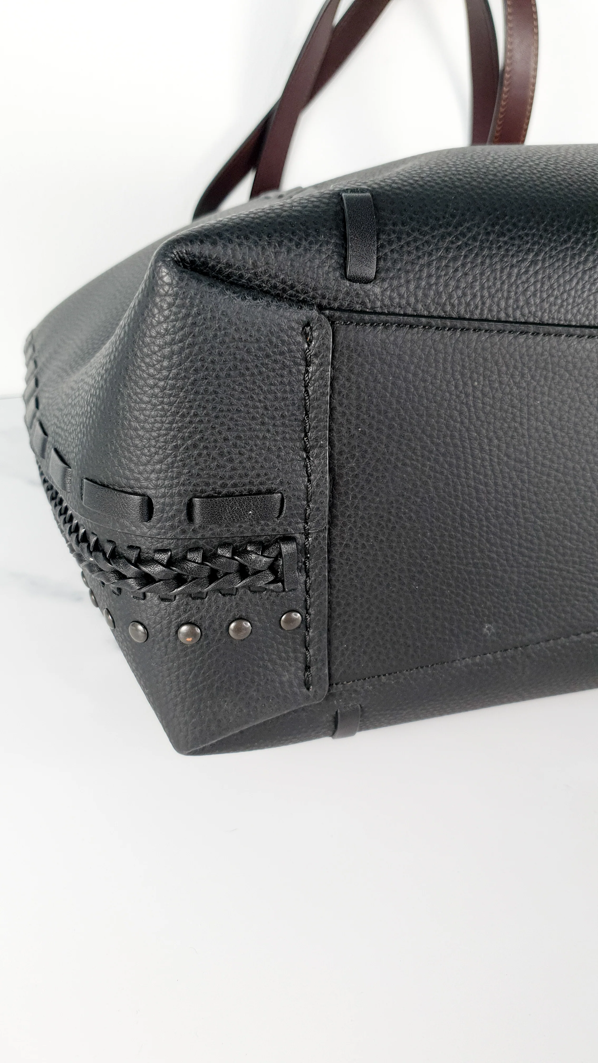 Coach Tote 34 in Black and Brown Leather with Whipstitch & Tassle Detail - Bag Handbag Coach 37084 - Image 14