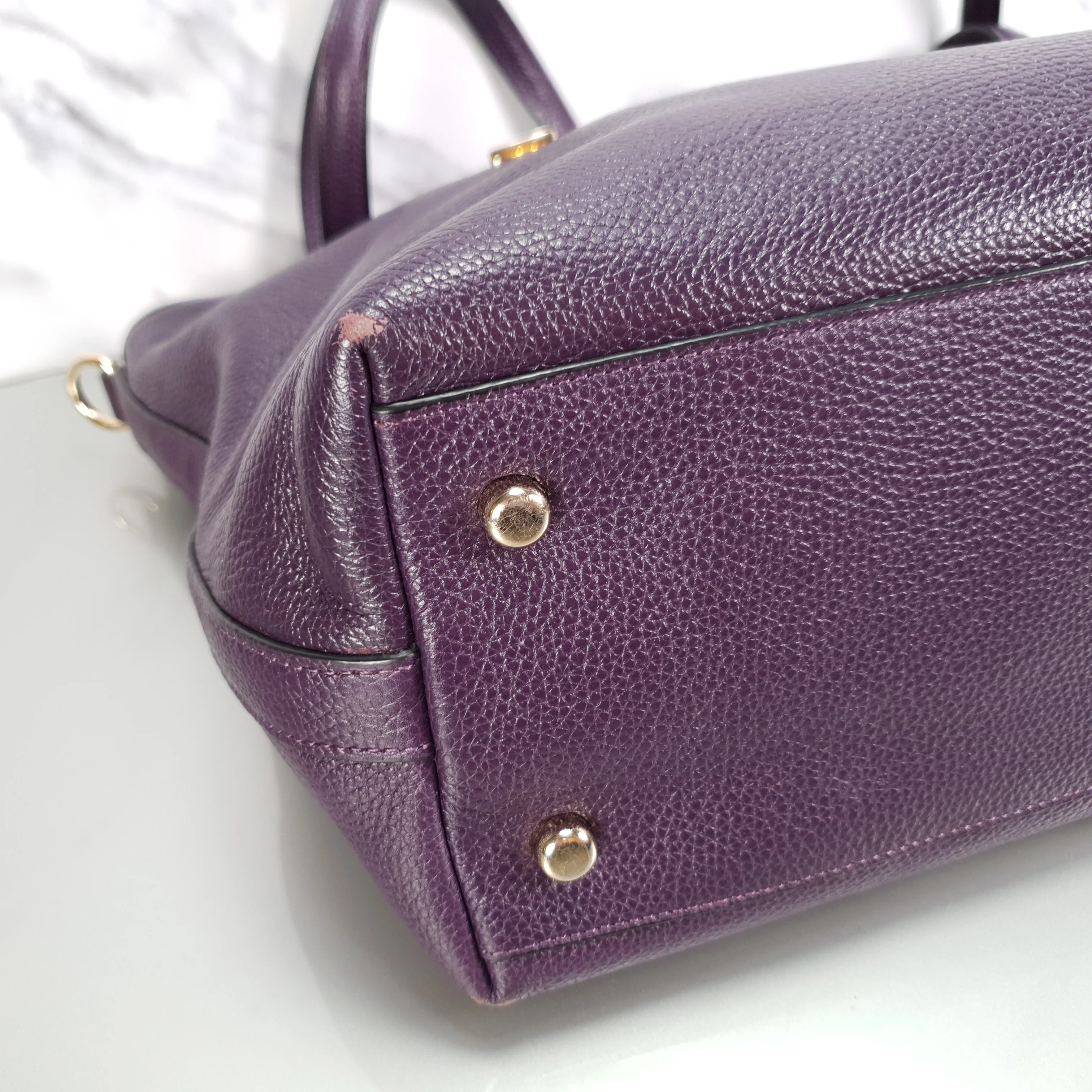 Coach Tyler Zip Tote Bag in Purple Pebble Leather - Image 14