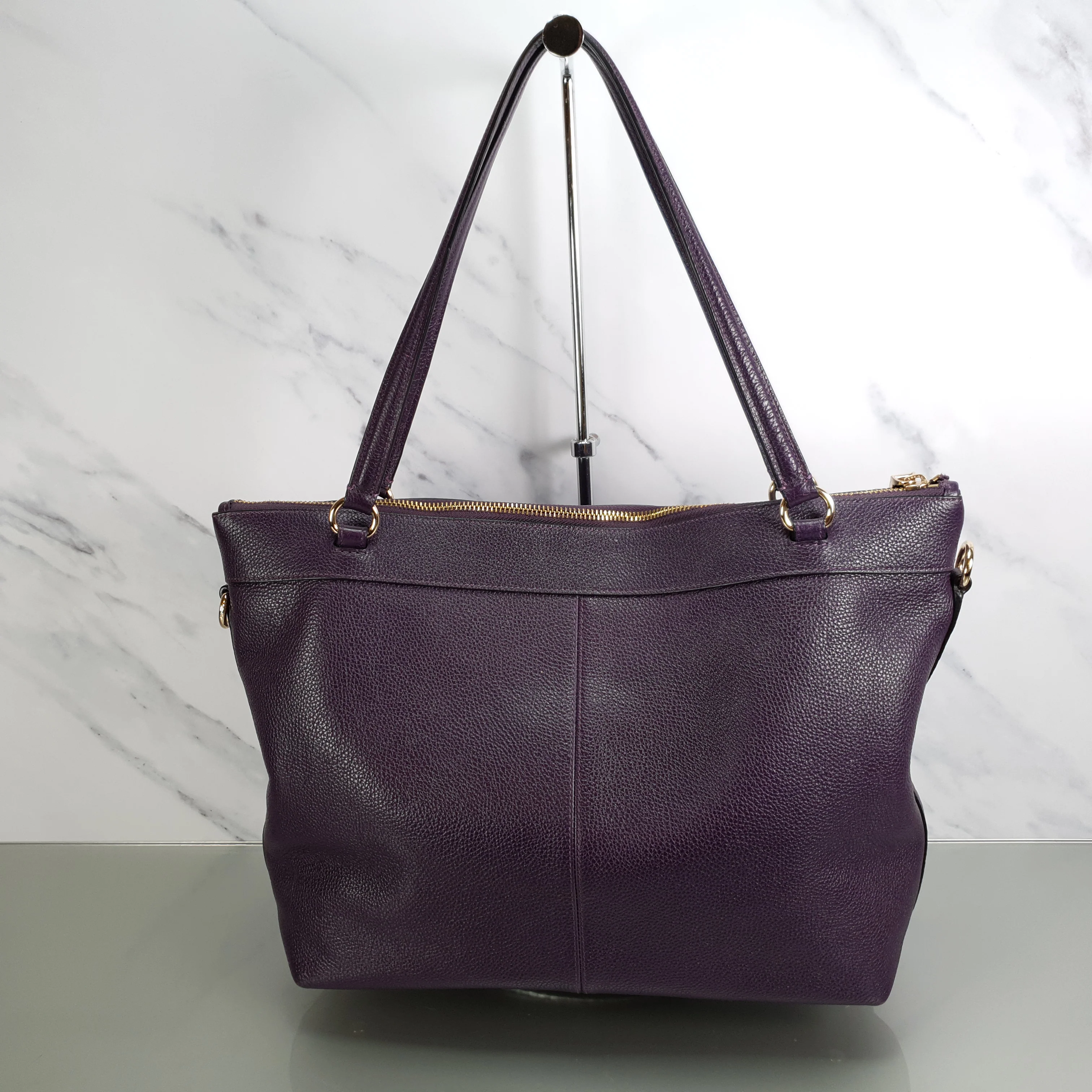 Coach Tyler Zip Tote Bag in Purple Pebble Leather - Image 3