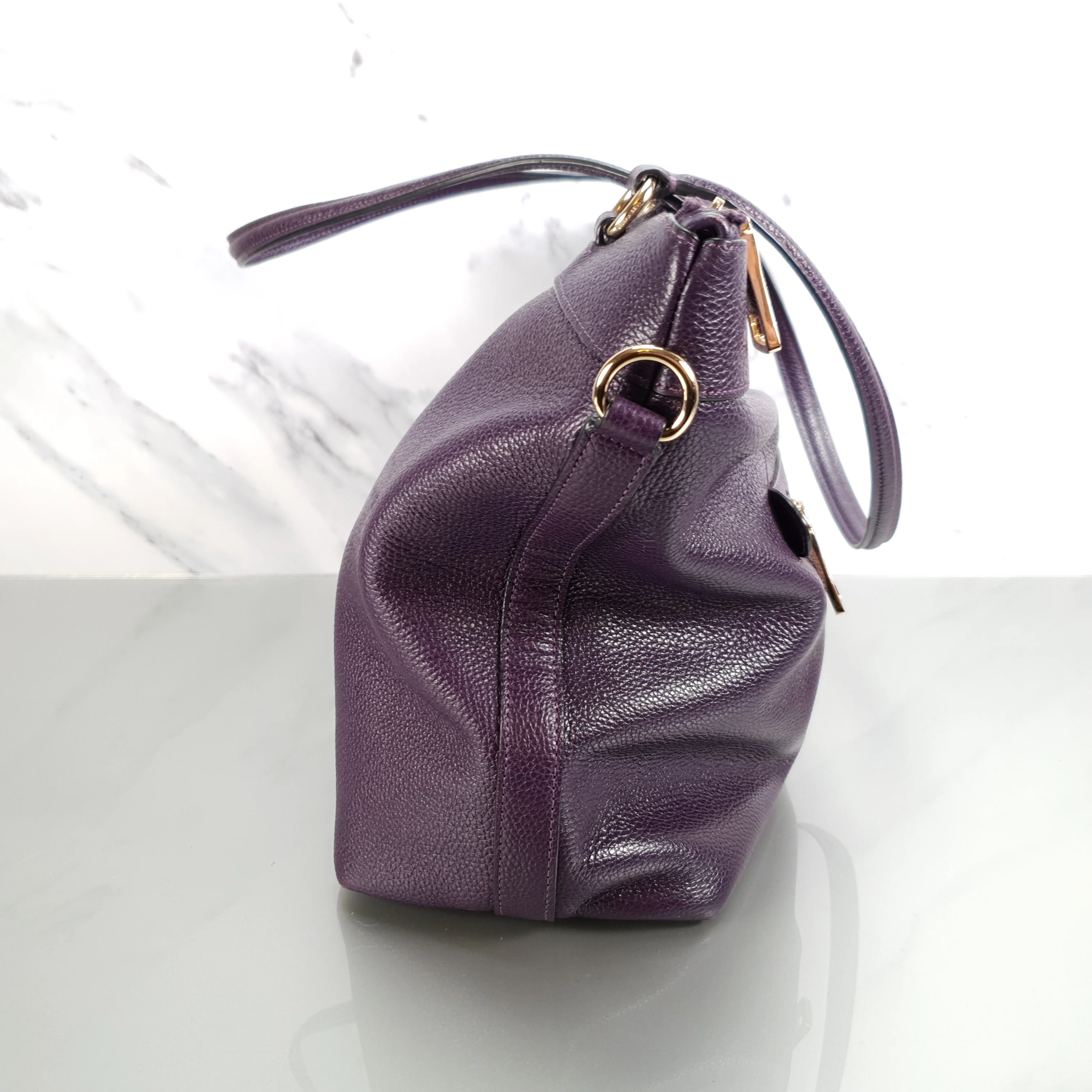 Coach Tyler Zip Tote Bag in Purple Pebble Leather - Image 4