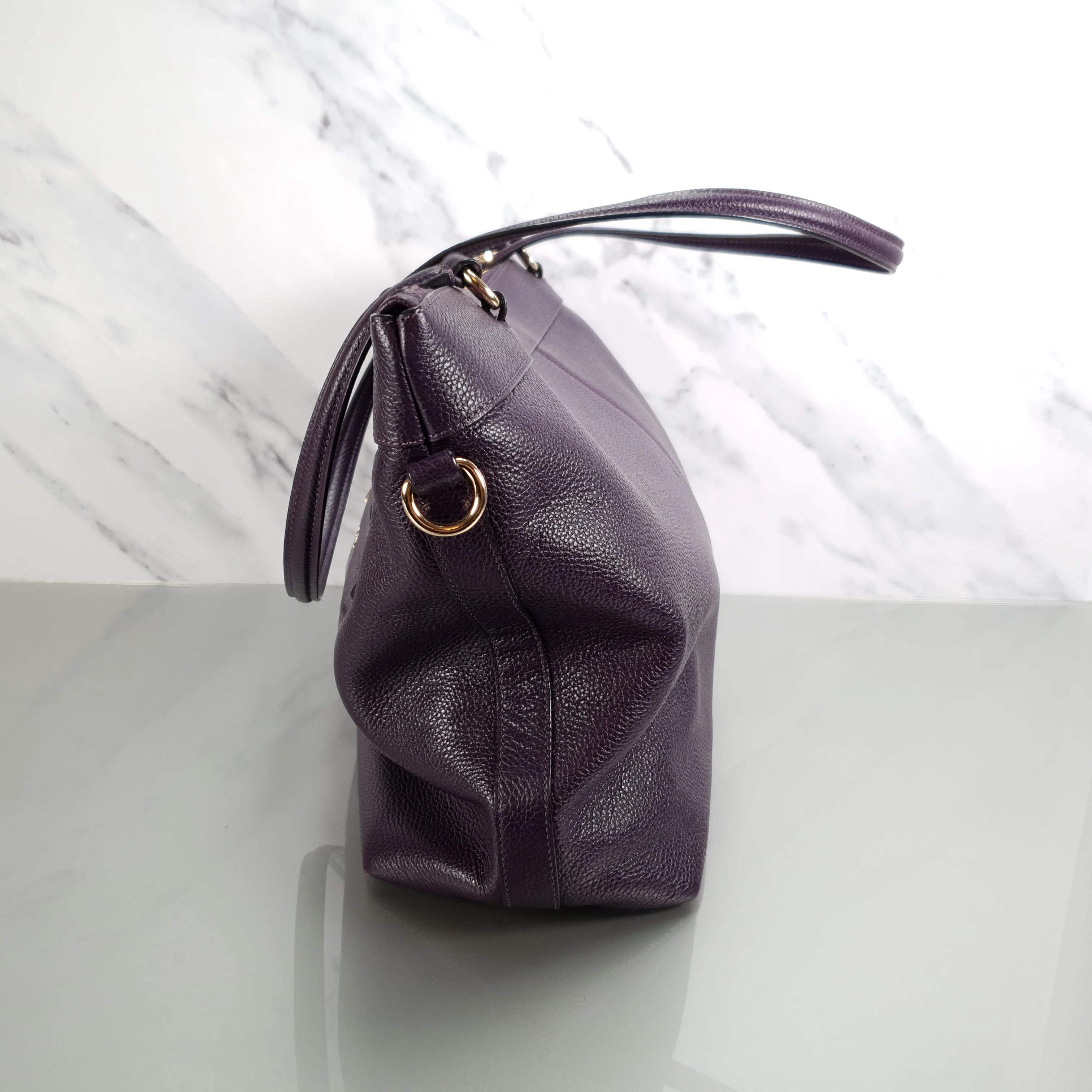 Coach Tyler Zip Tote Bag in Purple Pebble Leather - Image 5