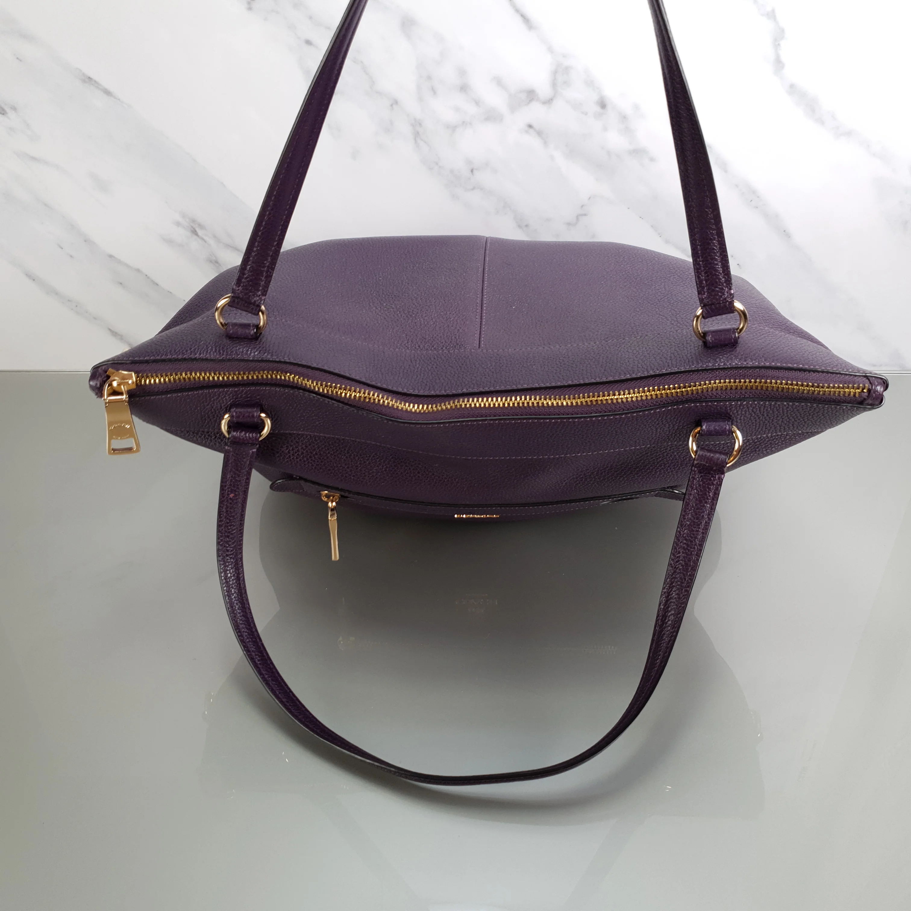 Coach Tyler Zip Tote Bag in Purple Pebble Leather - Image 6
