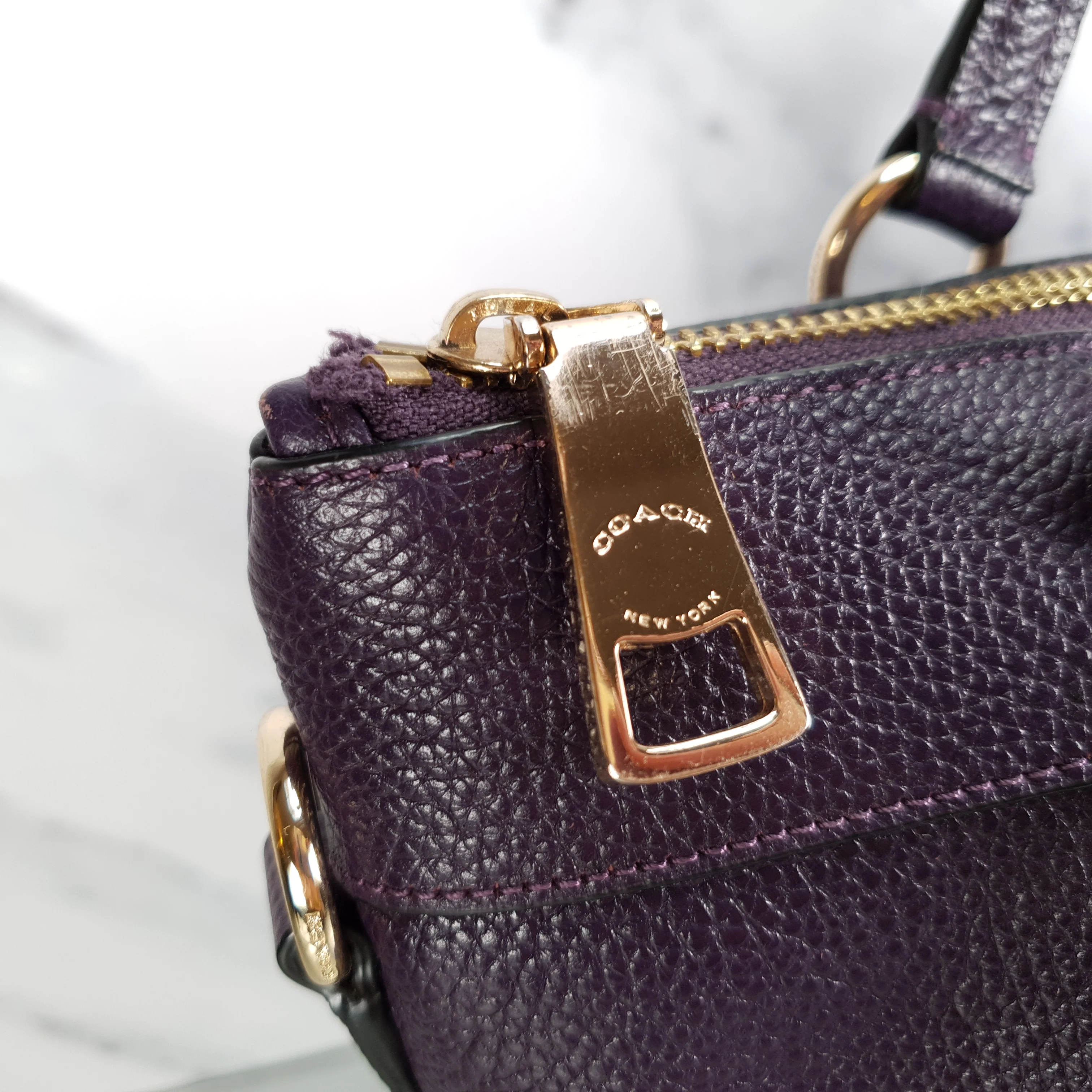 Coach Tyler Zip Tote Bag in Purple Pebble Leather - Image 7