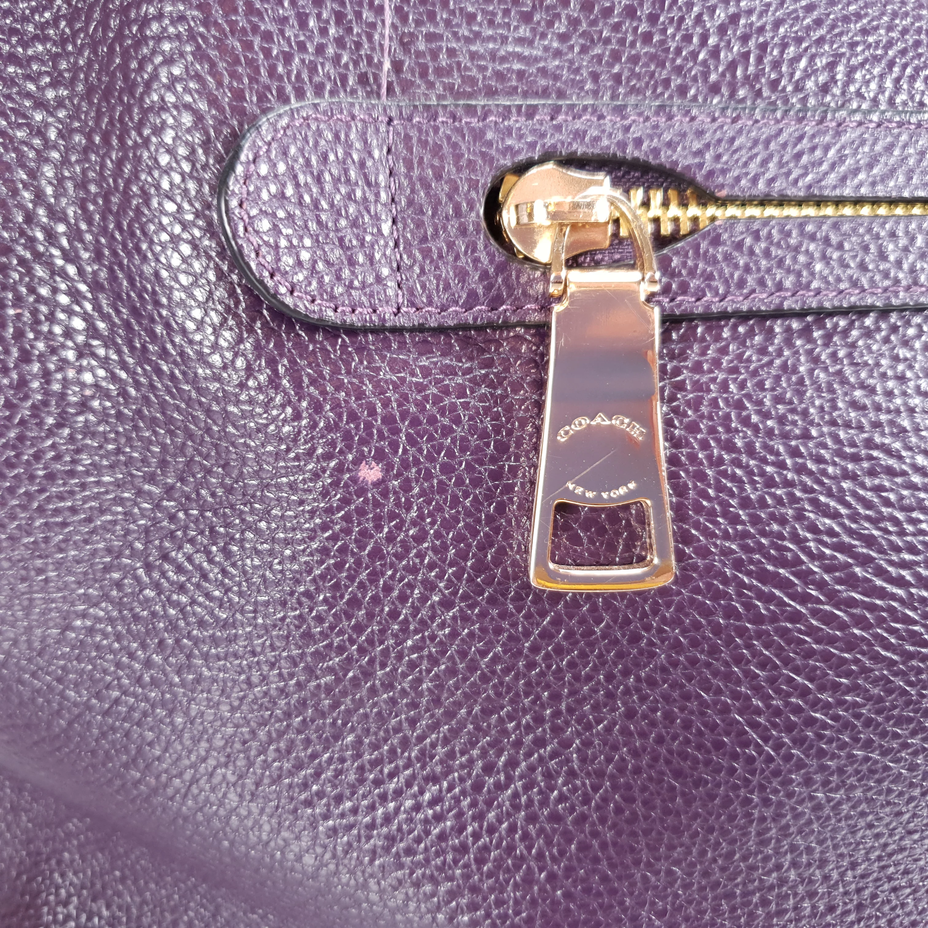 Coach Tyler Zip Tote Bag in Purple Pebble Leather - Image 8