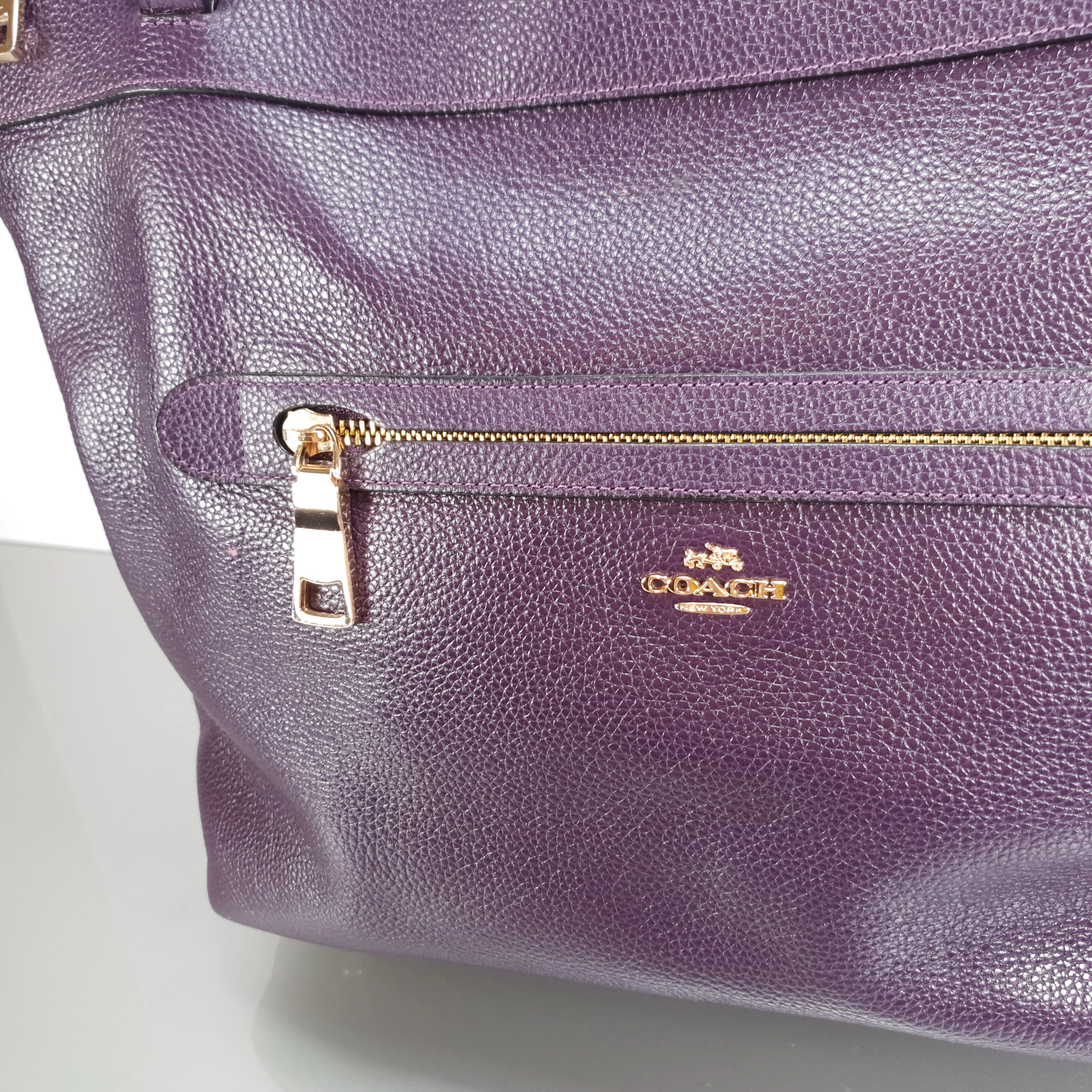 Coach Tyler Zip Tote Bag in Purple Pebble Leather - Image 9