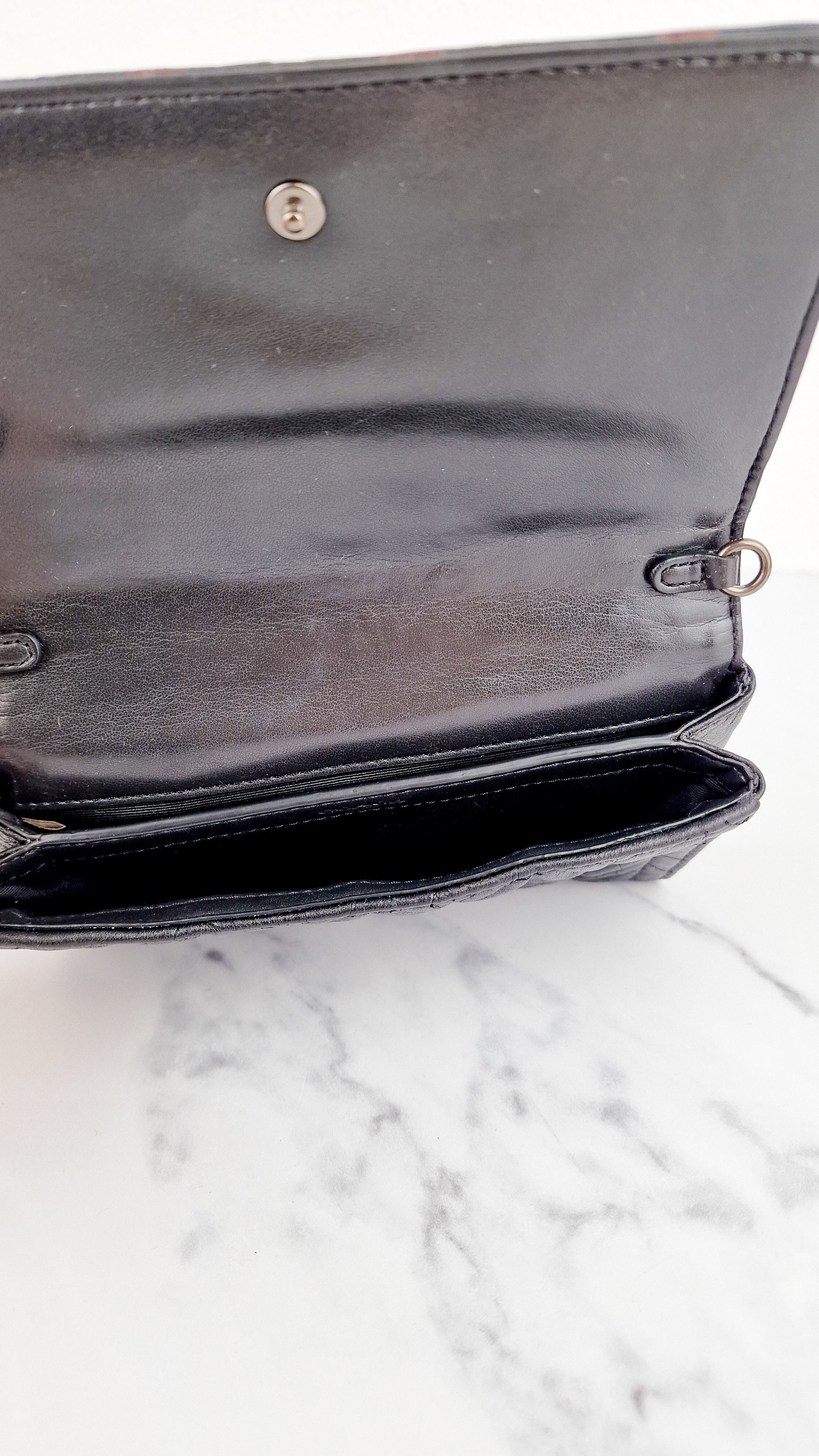 Coach Chevron Quilted Leather Crossbody Wallet Clutch Bag Black Metallic - Coach F38681 - Image 8