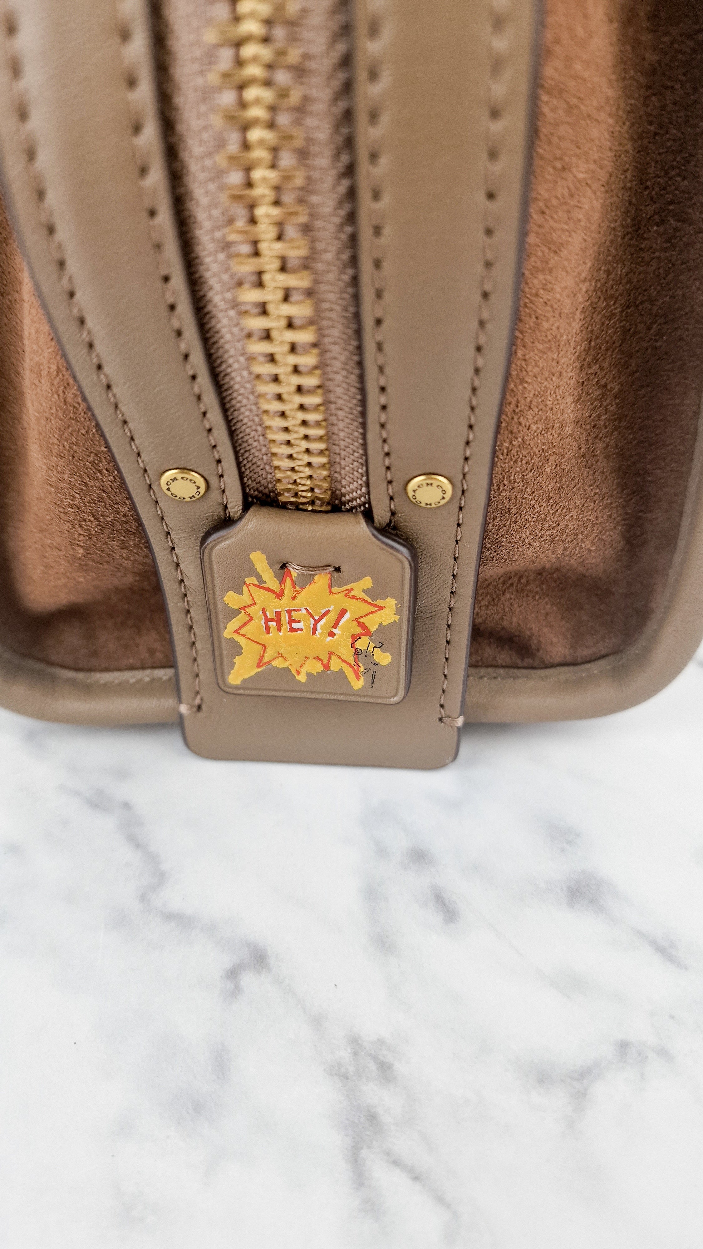Coach x Jean-Michel Basquiat Rogue 25 Pez Dispenser Dinosaur Bag in Elm Leather & Suede - Handbag Crosbody Shoulder Bag in Taupe Beechwood Coach 6889 - Image 11