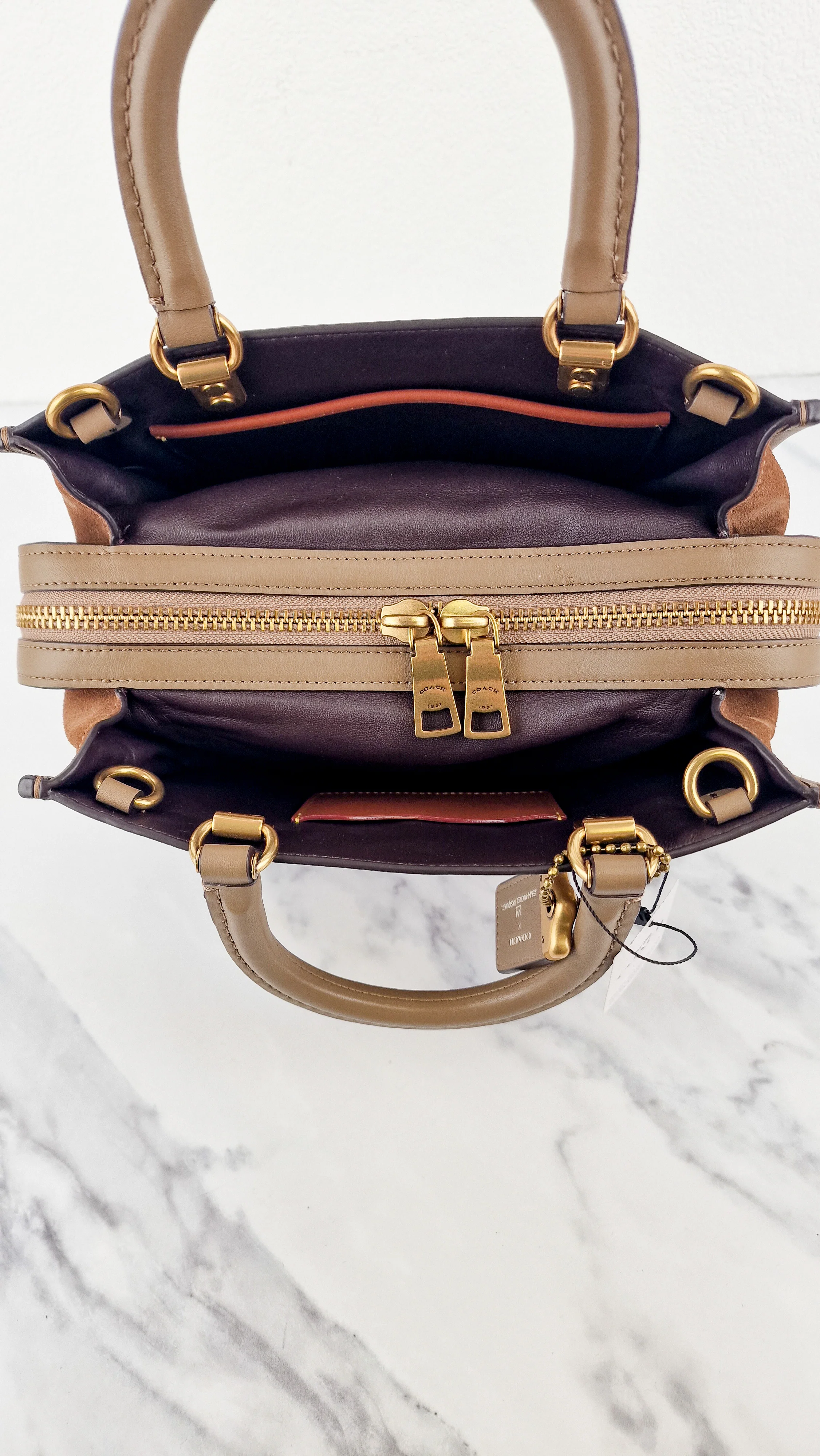 Coach x Jean-Michel Basquiat Rogue 25 Pez Dispenser Dinosaur Bag in Elm Leather & Suede - Handbag Crosbody Shoulder Bag in Taupe Beechwood Coach 6889 - Image 17
