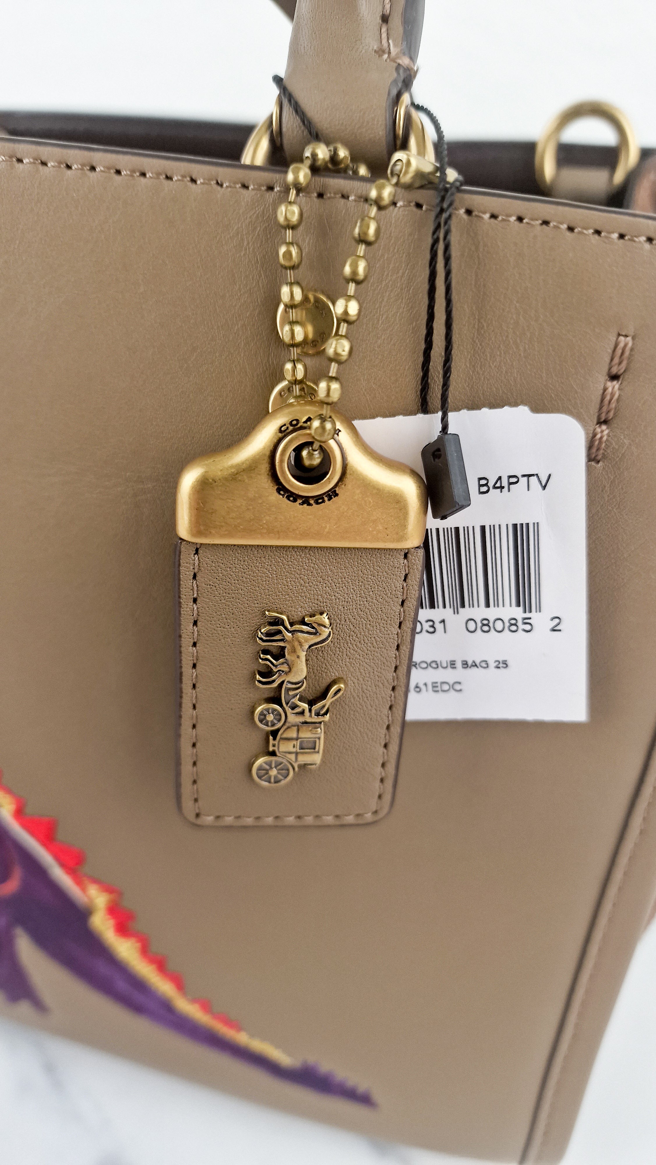 Coach x Jean-Michel Basquiat Rogue 25 Pez Dispenser Dinosaur Bag in Elm Leather & Suede - Handbag Crosbody Shoulder Bag in Taupe Beechwood Coach 6889 - Image 5