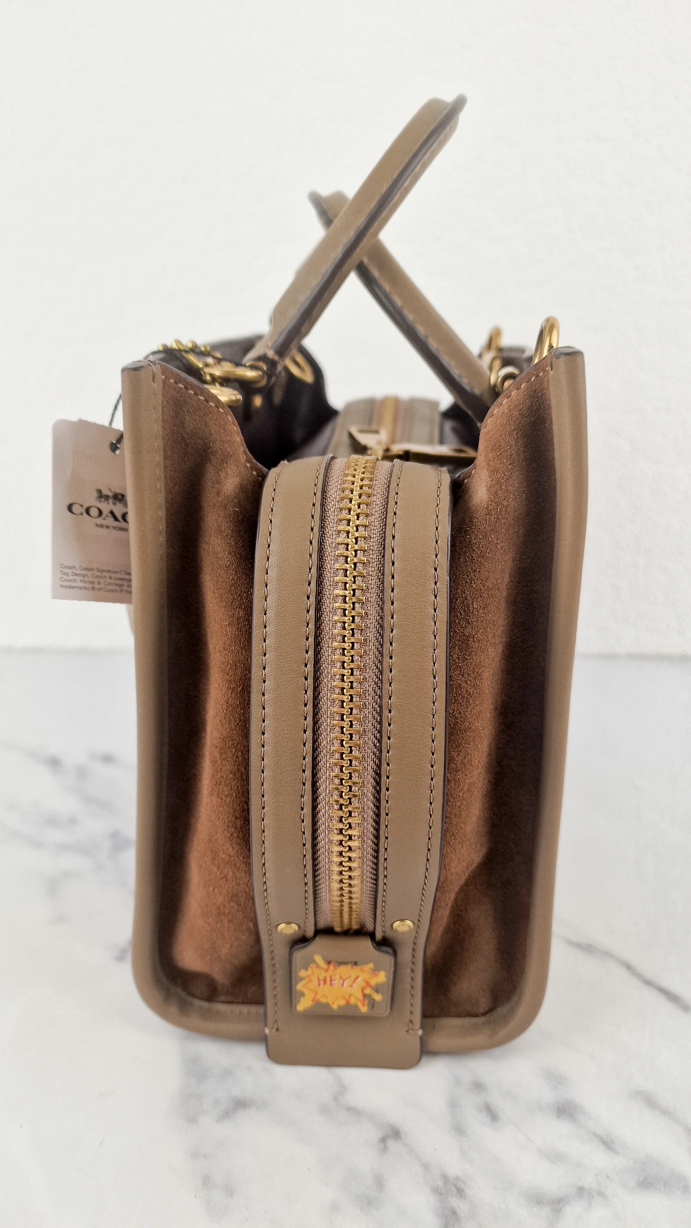 Coach x Jean-Michel Basquiat Rogue 25 Pez Dispenser Dinosaur Bag in Elm Leather & Suede - Handbag Crosbody Shoulder Bag in Taupe Beechwood Coach 6889 - Image 6