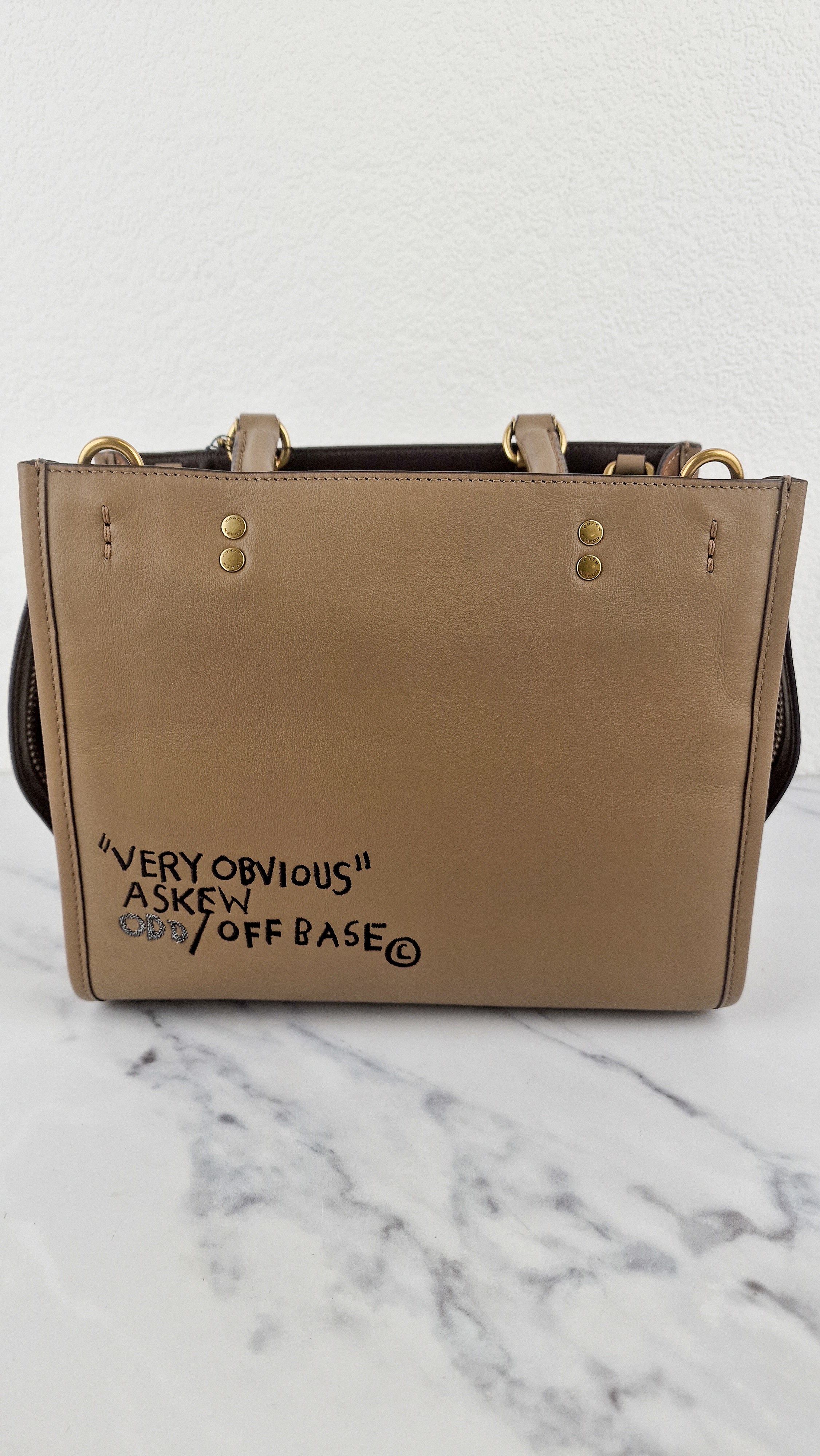 Coach x Jean-Michel Basquiat Rogue 25 Pez Dispenser Dinosaur Bag in Elm Leather & Suede - Handbag Crosbody Shoulder Bag in Taupe Beechwood Coach 6889 - Image 8