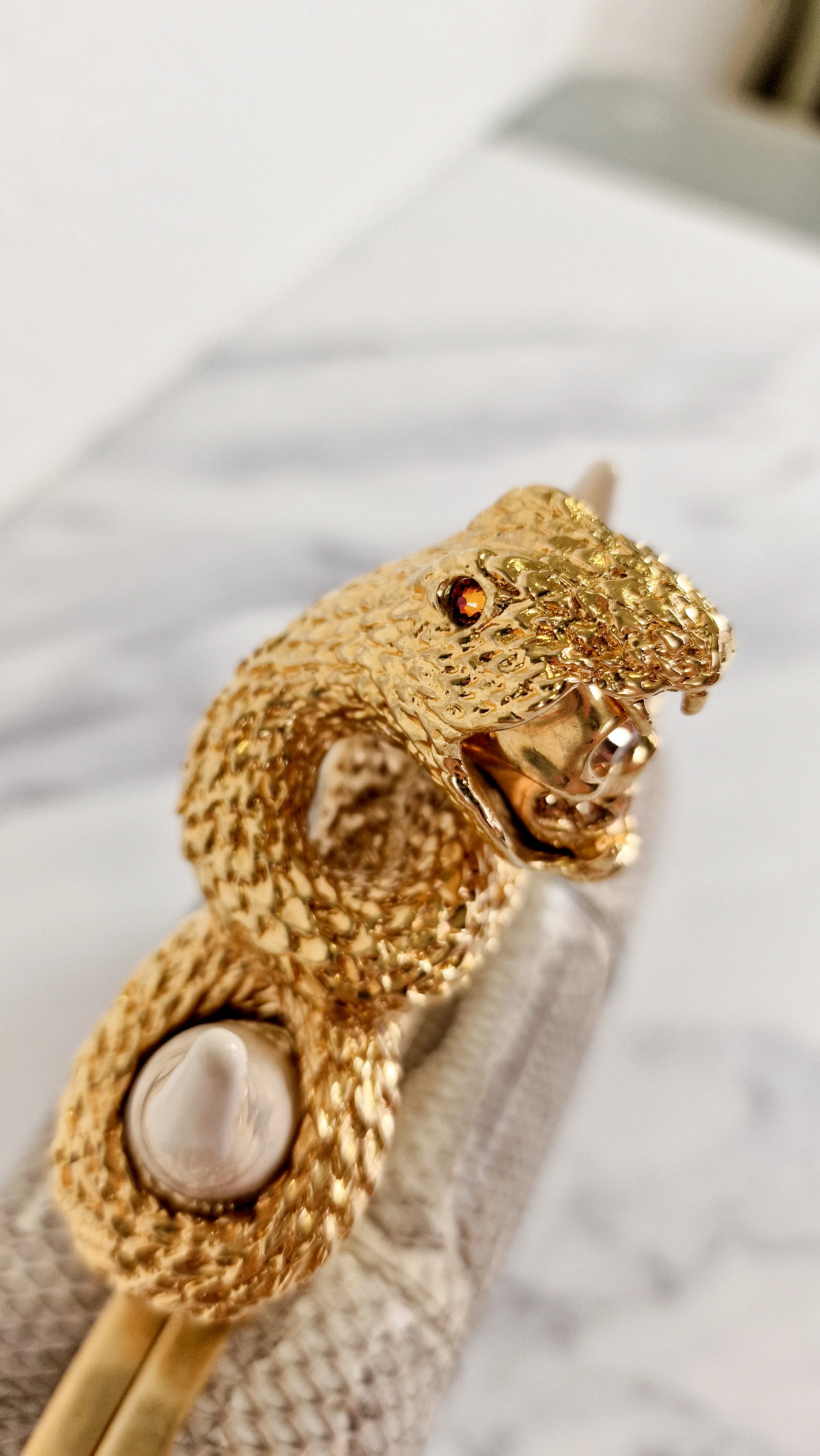 RARE Alexander McQueen Skull Knuckle Box Clutch in Ayers Snakeskin with Gold Serpent & Horns - 287073 000926 - Image 10