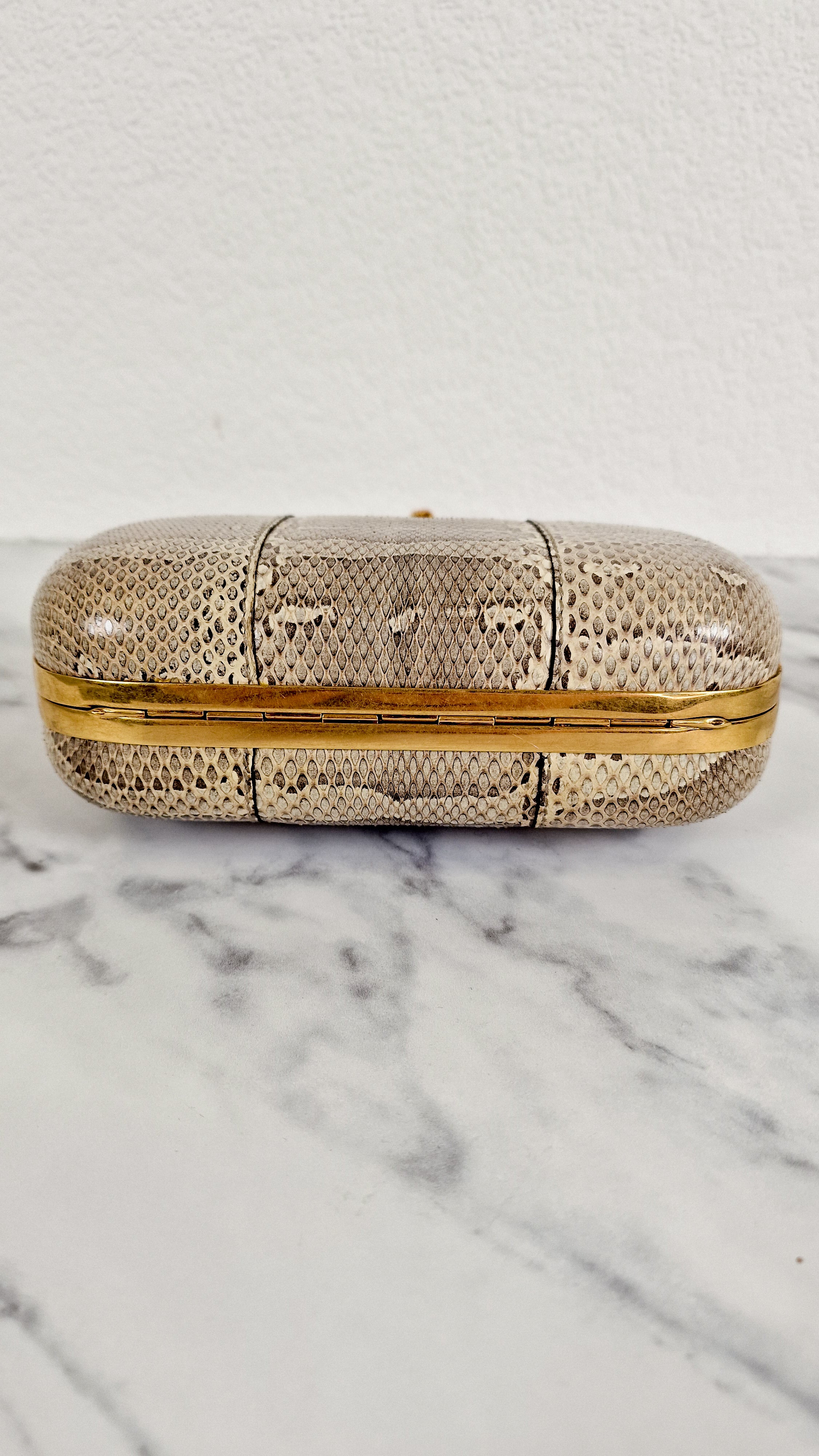 RARE Alexander McQueen Skull Knuckle Box Clutch in Ayers Snakeskin with Gold Serpent & Horns - 287073 000926 - Image 6
