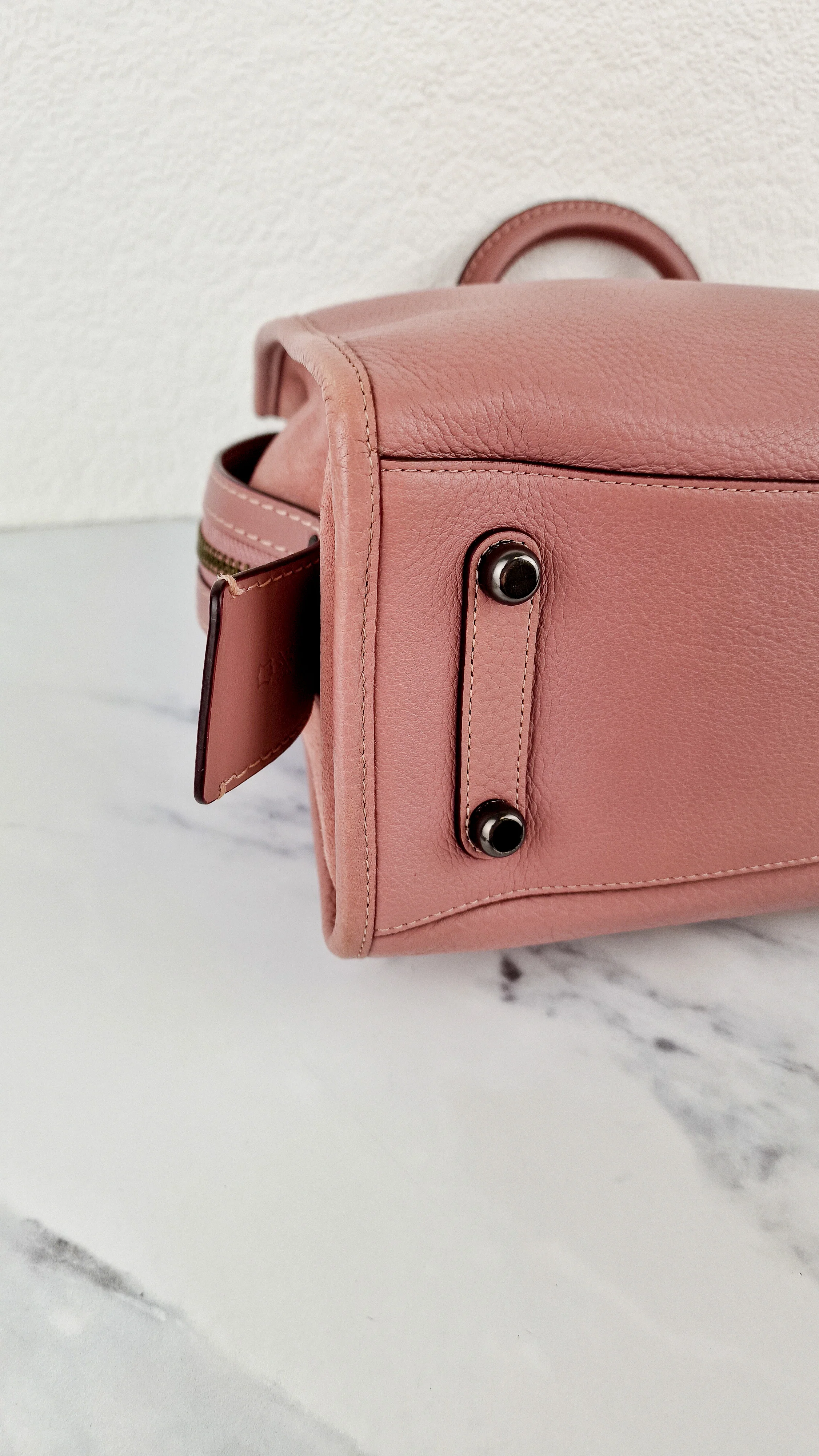 Coach 1941 Rogue 31 Dusty Rose Pink Mixed Leather Burgundy Suede - Satchel Handbag 23755 - Image 13