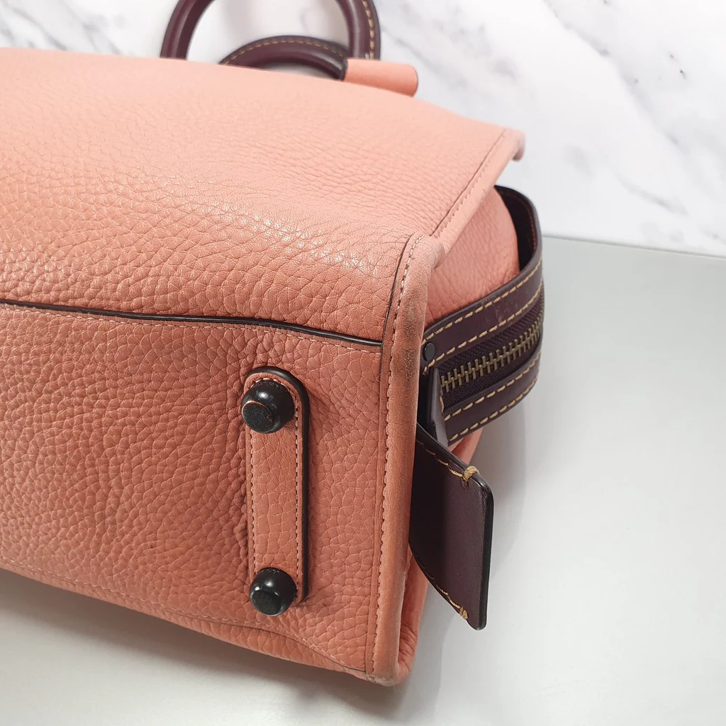 Coach 1941 Rogue 31 in Melon with Burgundy Colorblock Detail and Suede - Image 13