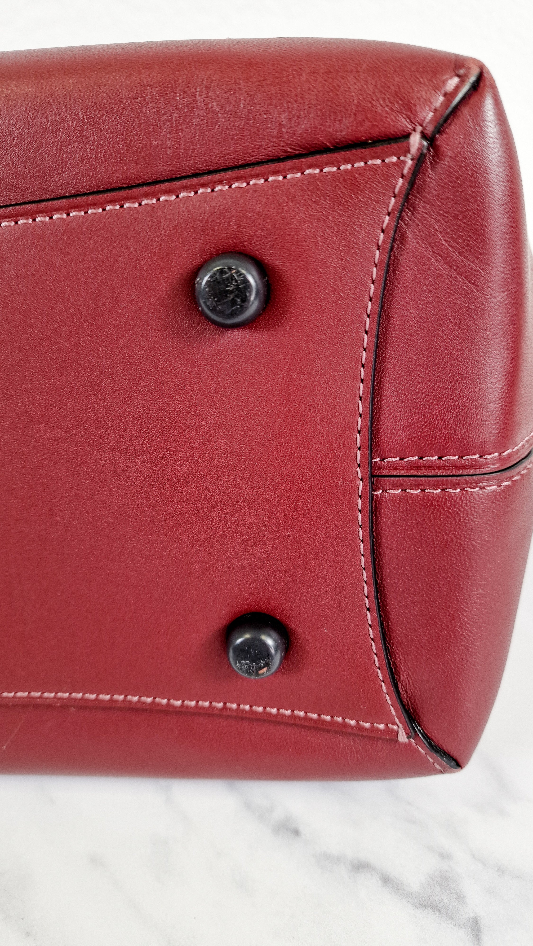 Coach 1941 Dakotah Satchel in Burgundy Red Smooth Leather - Handbag Crossbody Bag - Coach 59132 - Image 11
