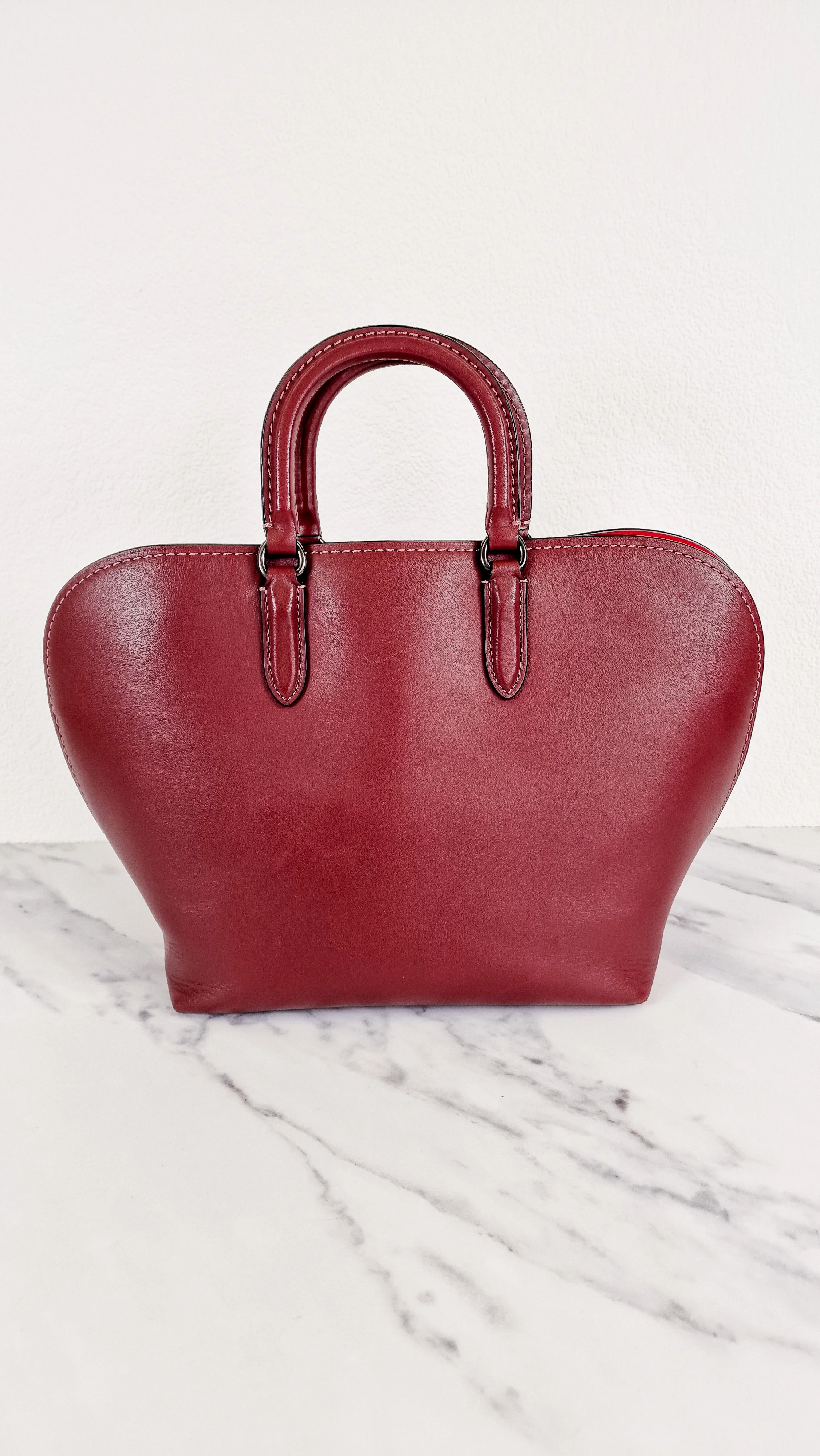 Coach 1941 Dakotah Satchel in Burgundy Red Smooth Leather - Handbag Crossbody Bag - Coach 59132 - Image 4